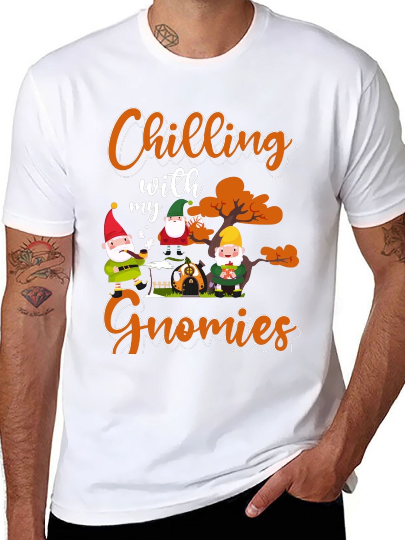 Chilling with my Gnomies Black T-Shirt