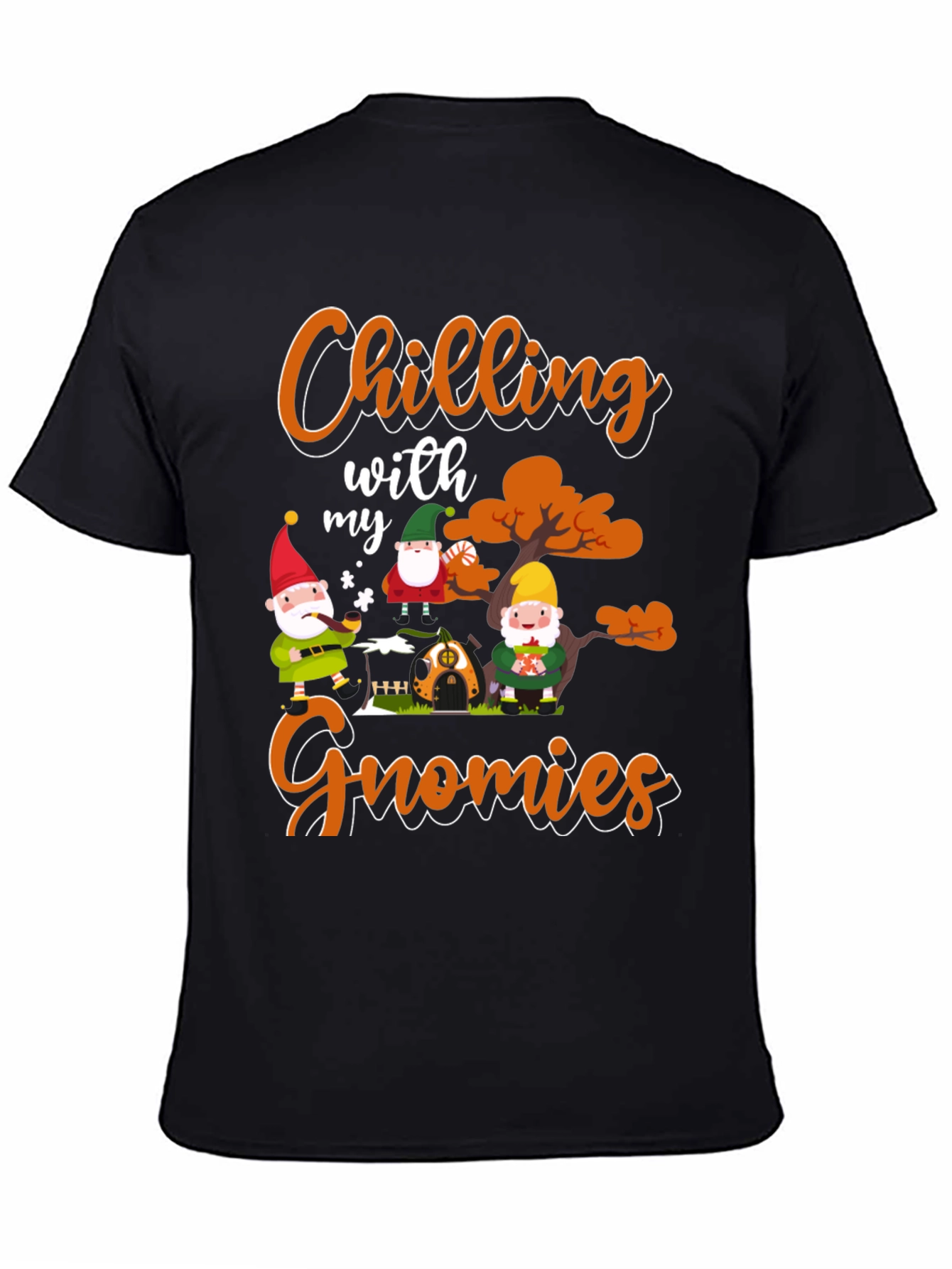 Chilling with my Gnomies Black T-Shirt