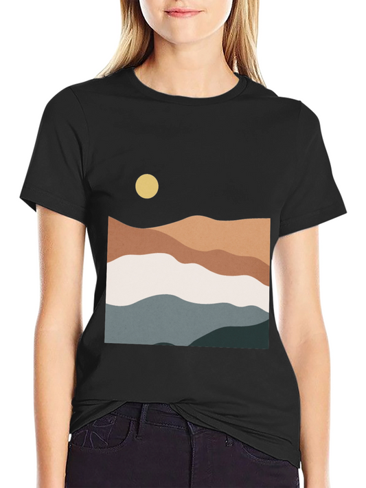 Abstract Landscape Graphic Tee - Modern Style