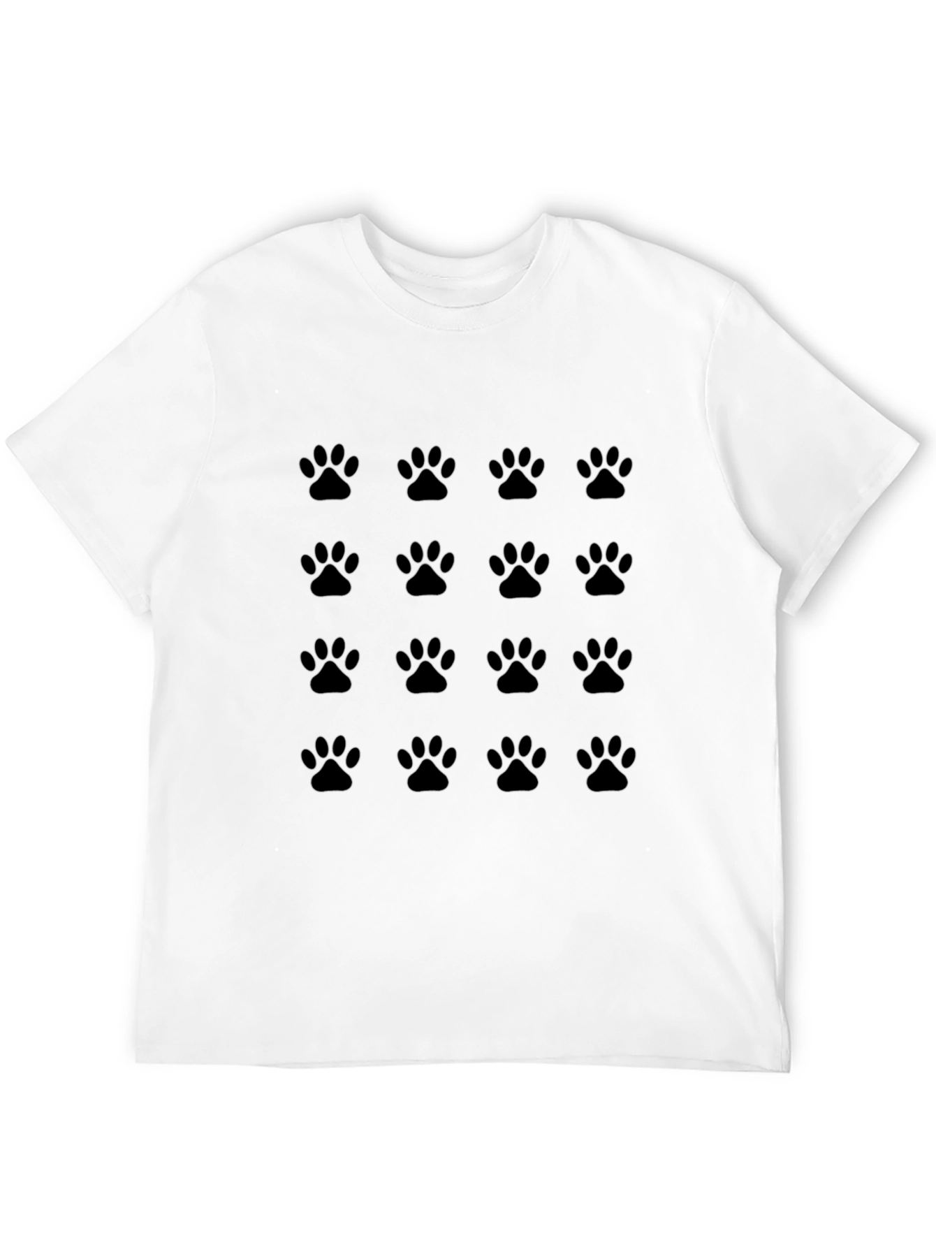 Paw Print Pattern Black T-Shirt