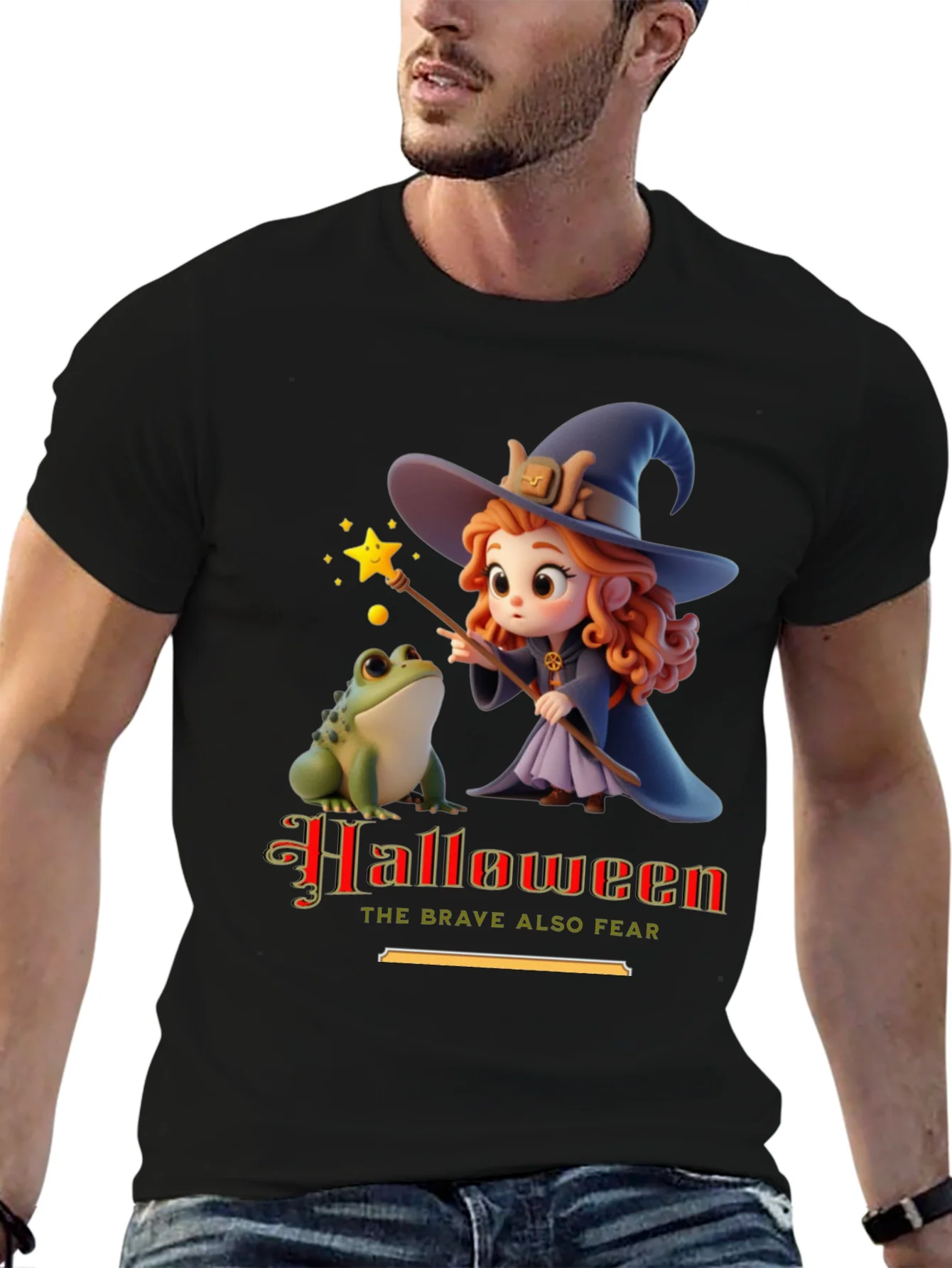 Halloween Witch & Frog Graphic Tee
