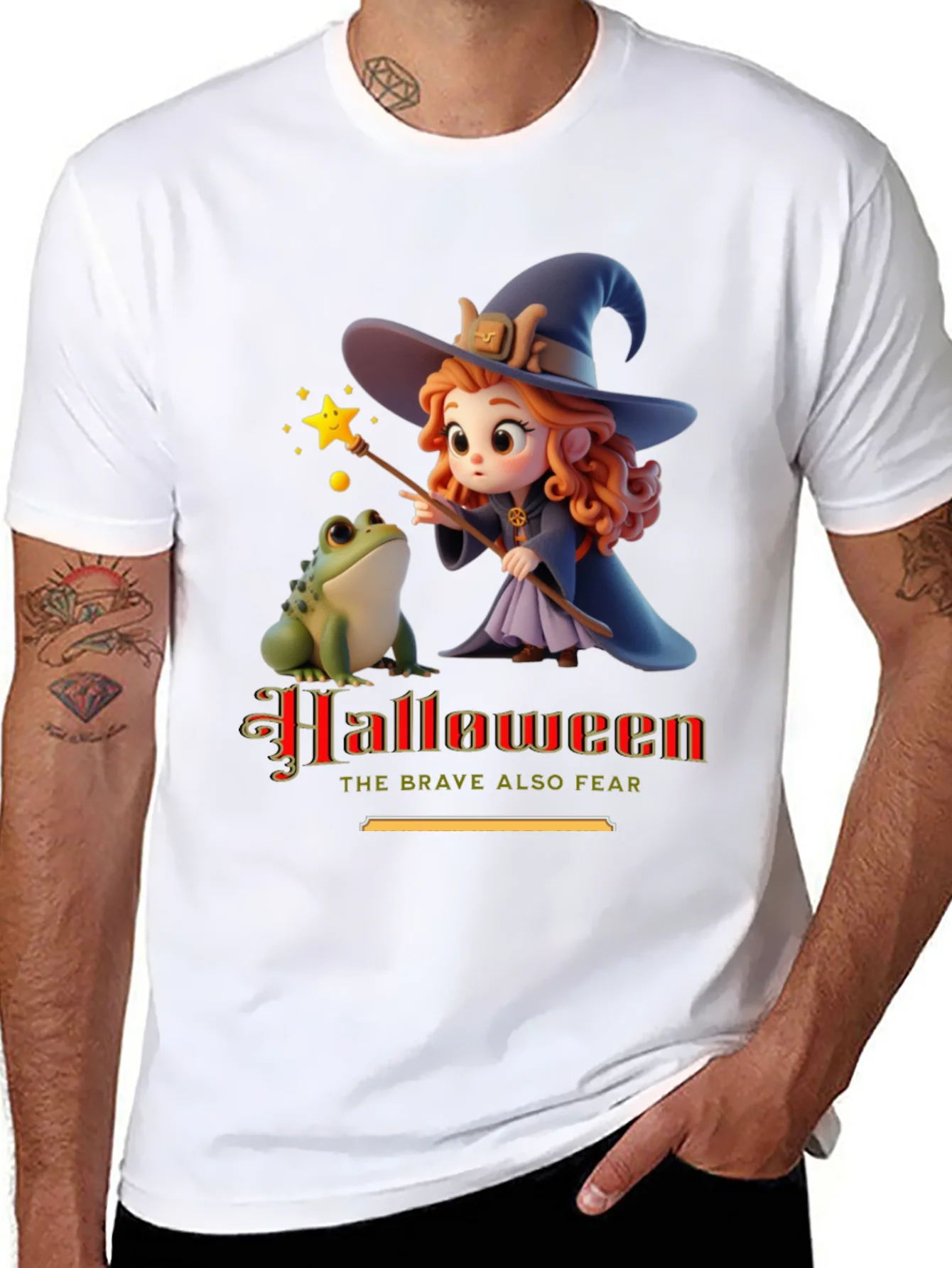 Halloween Witch & Frog Graphic Tee