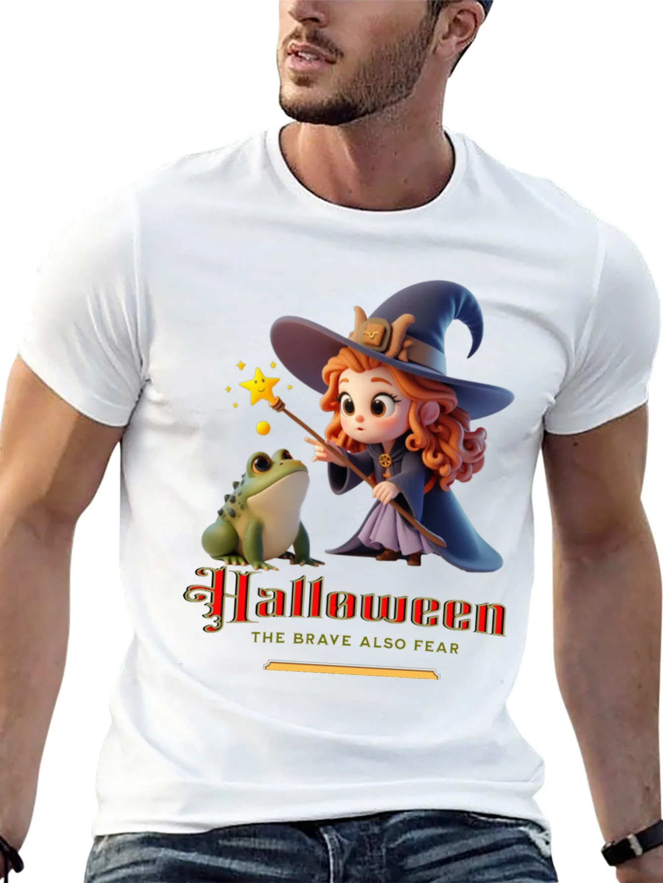 Halloween Witch & Frog Graphic Tee
