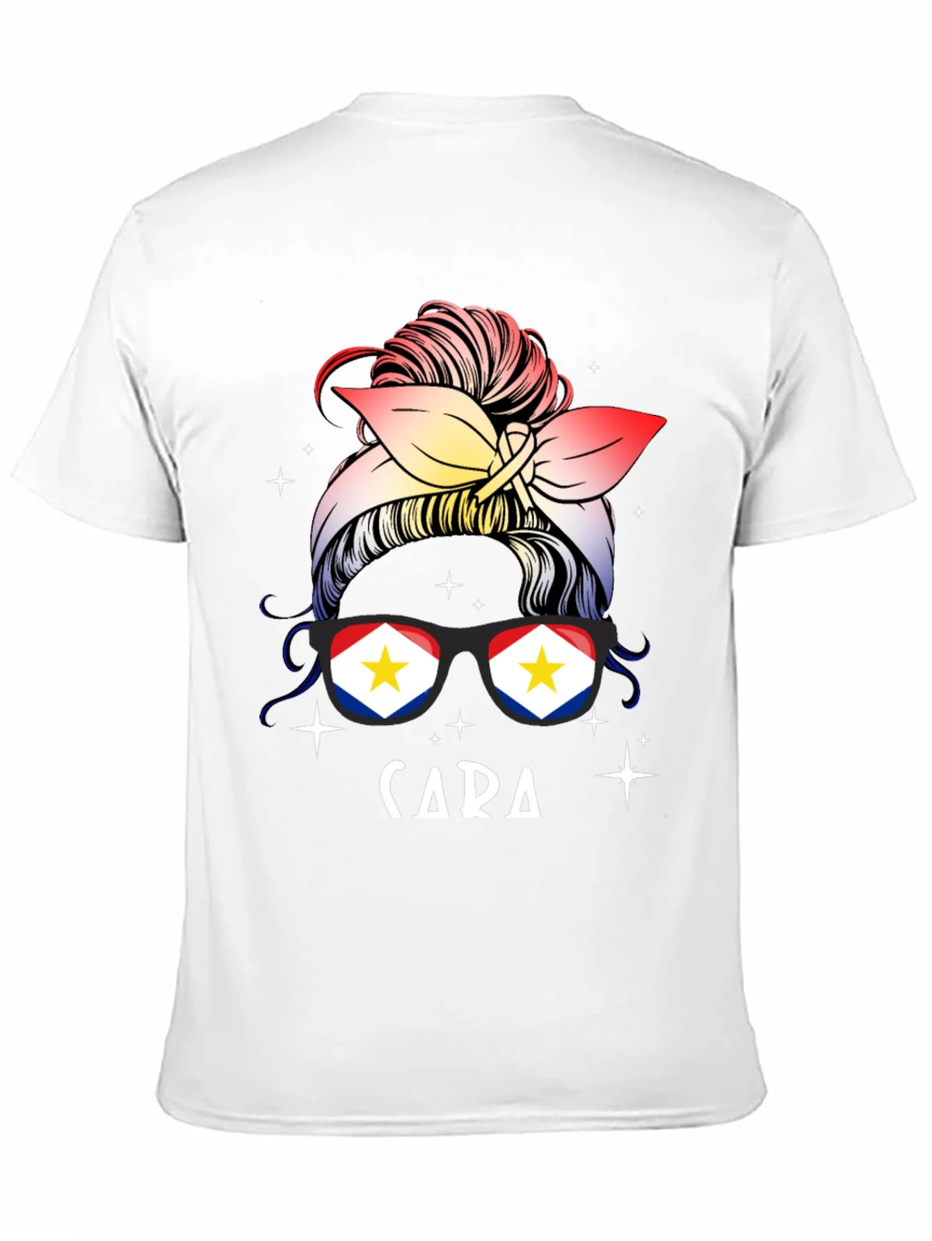 Cara Messy Bun Saba Flag T-Shirt