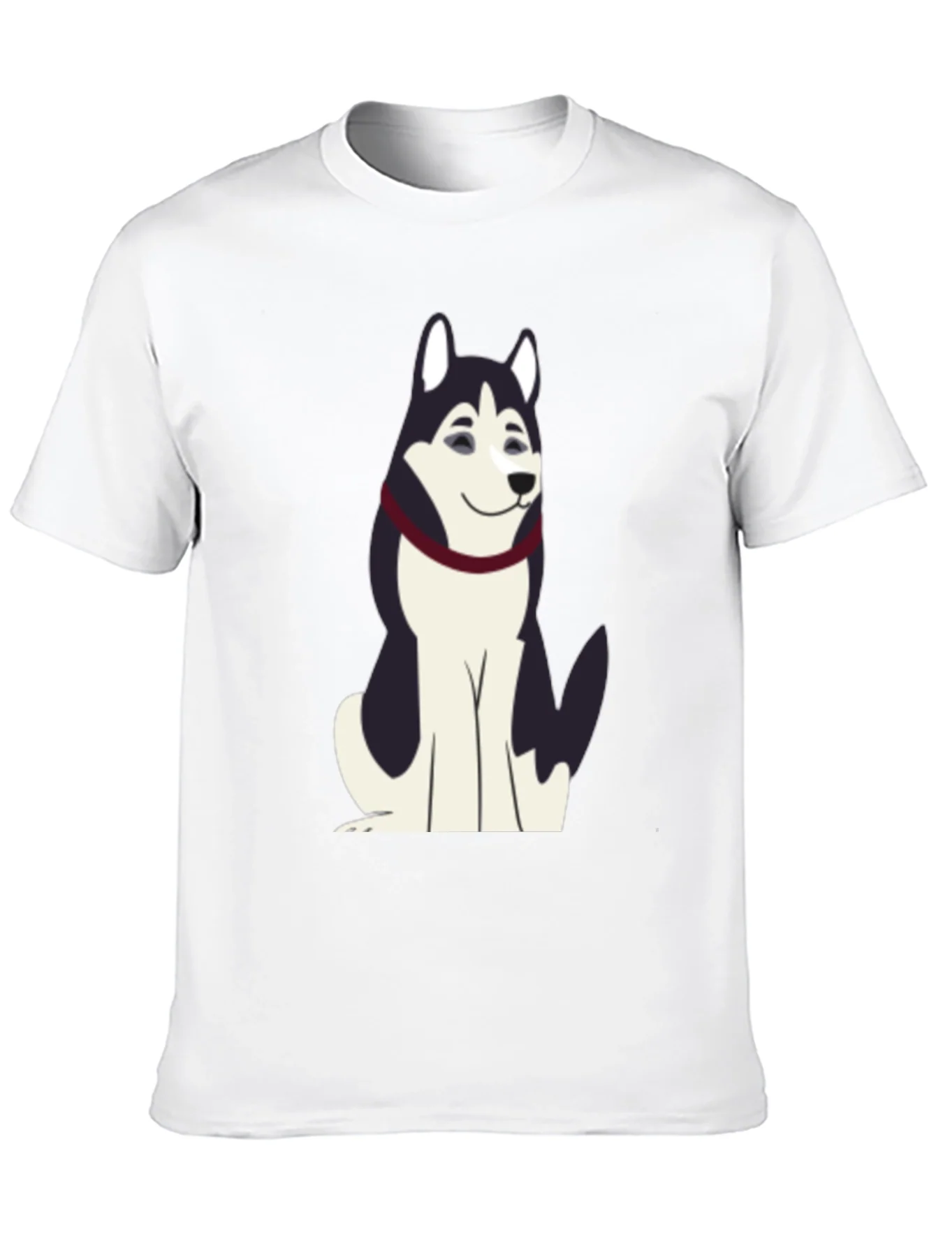 Husky Cartoon Graphic T-Shirt - Black Cotton Tee