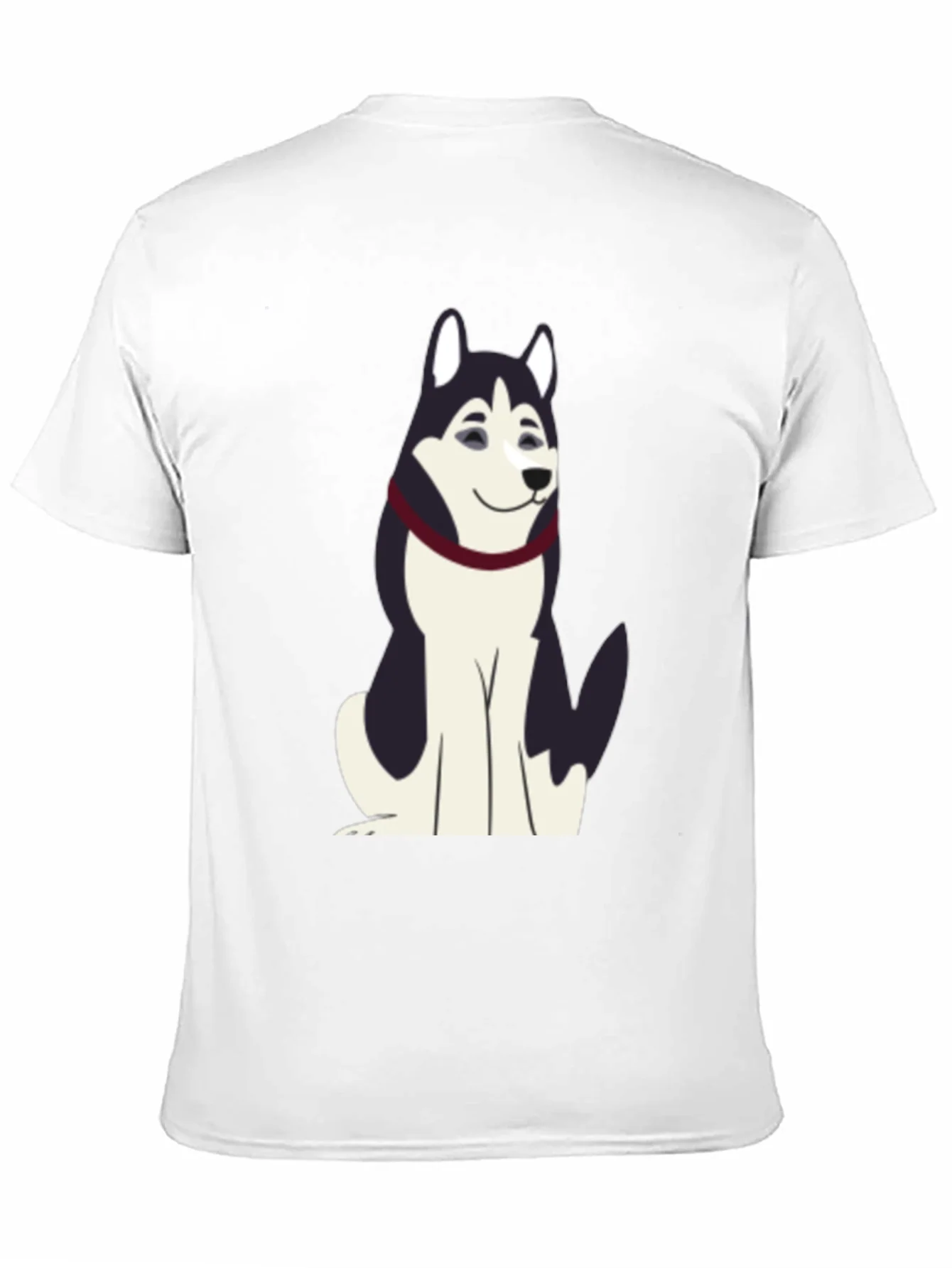 Husky Cartoon Graphic T-Shirt - Black Cotton Tee