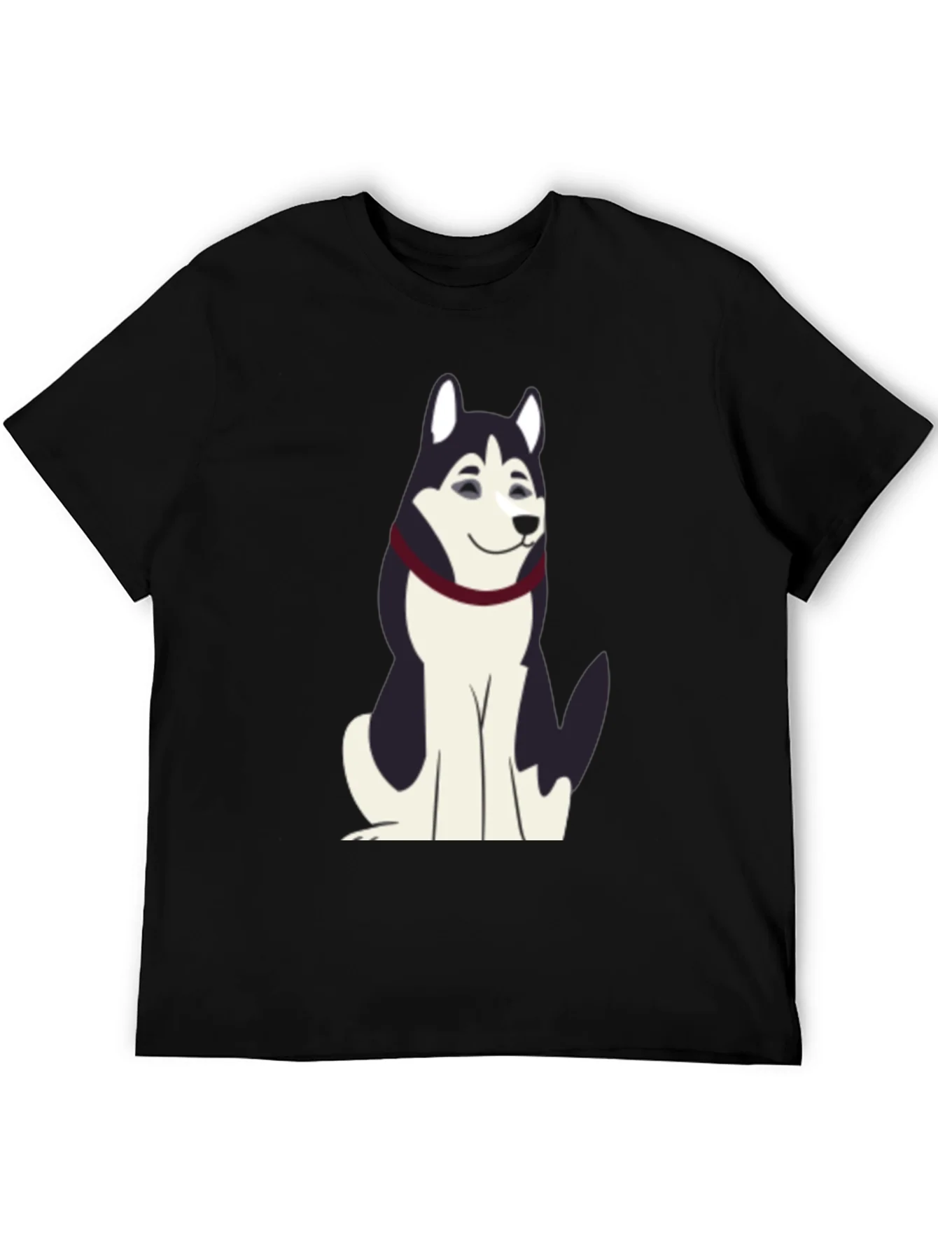Husky Cartoon Graphic T-Shirt - Black Cotton Tee