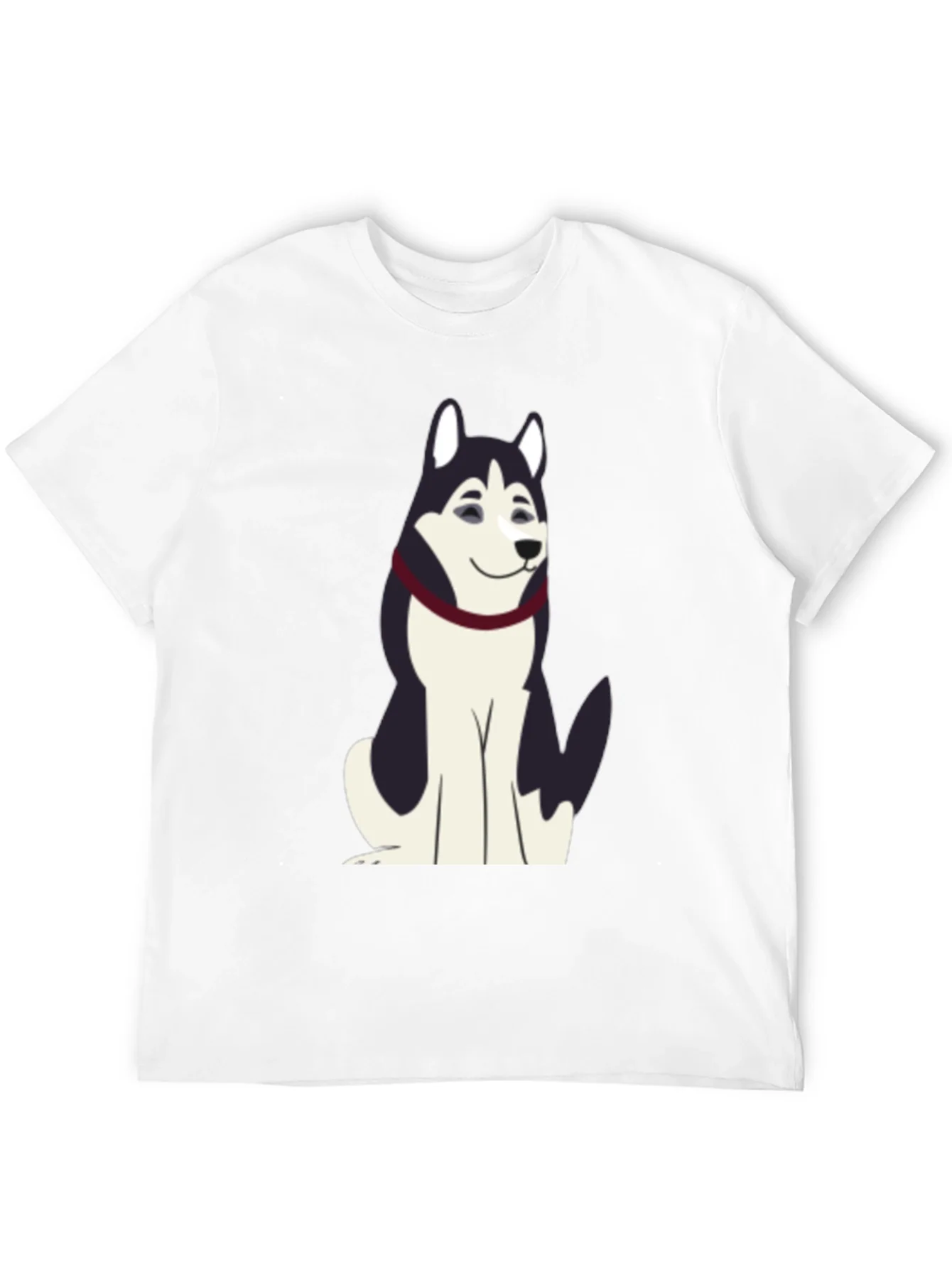 Husky Cartoon Graphic T-Shirt - Black Cotton Tee