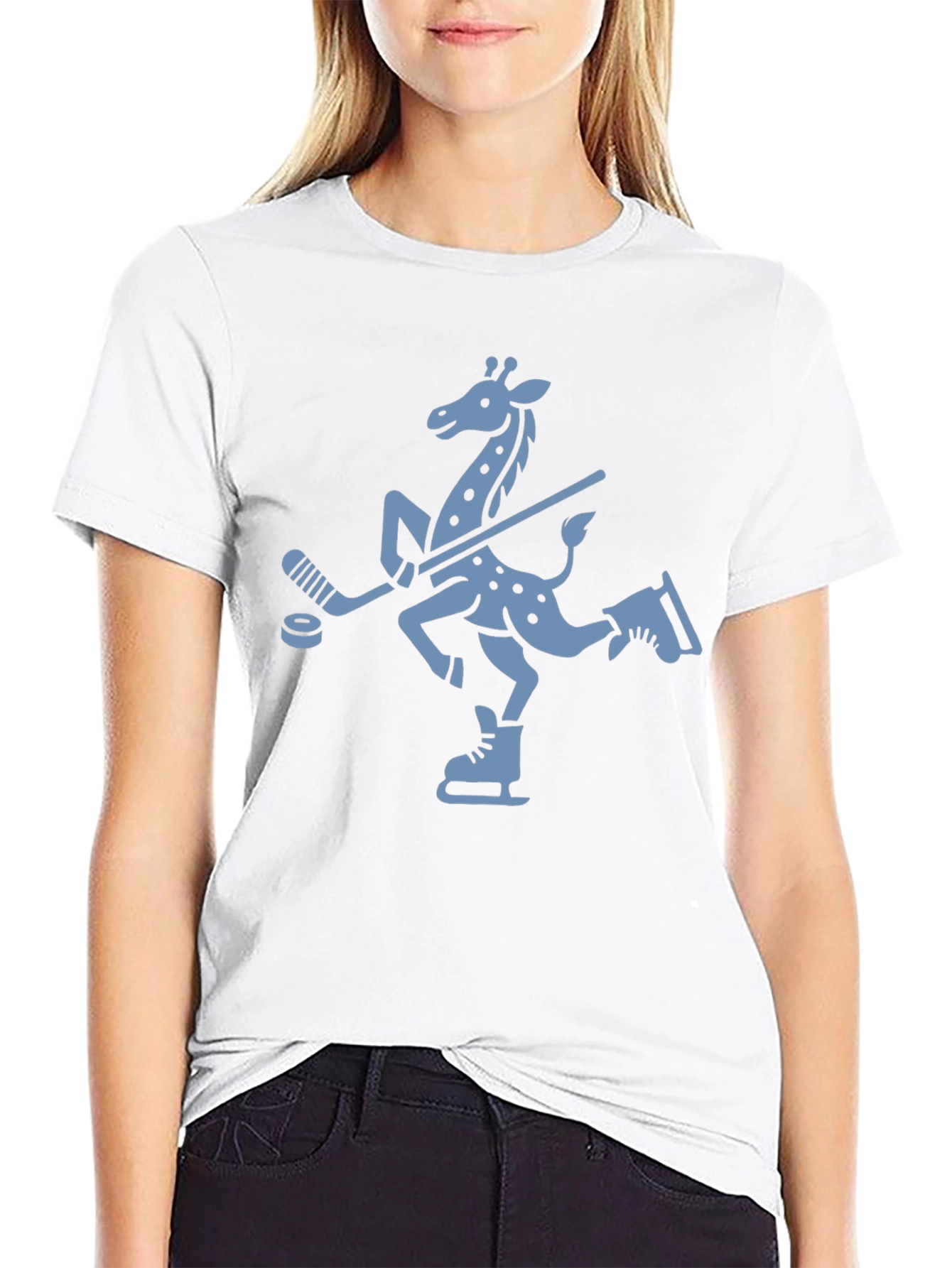 Quirky Giraffe Ice Hockey T-Shirt