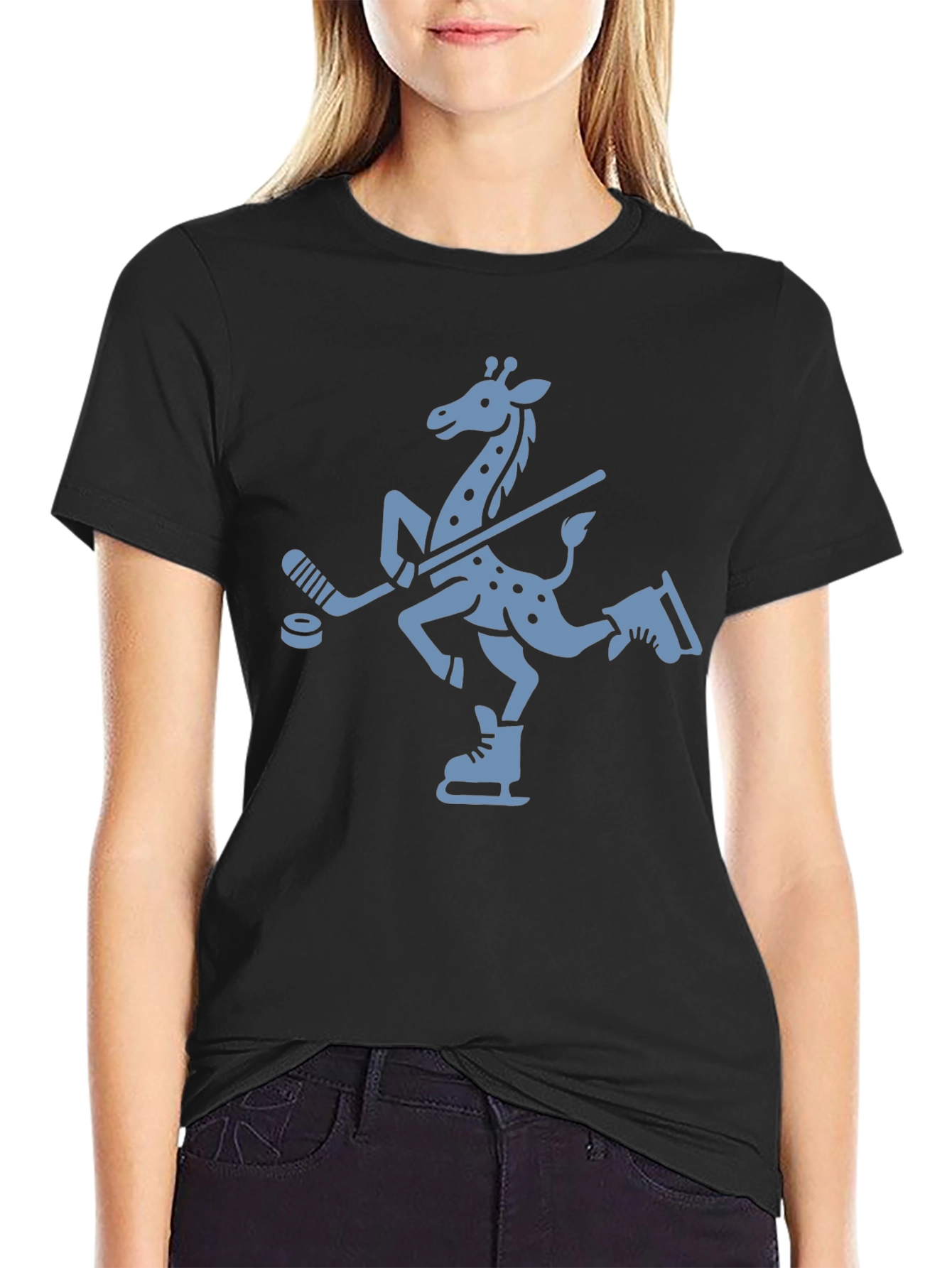 Quirky Giraffe Ice Hockey T-Shirt