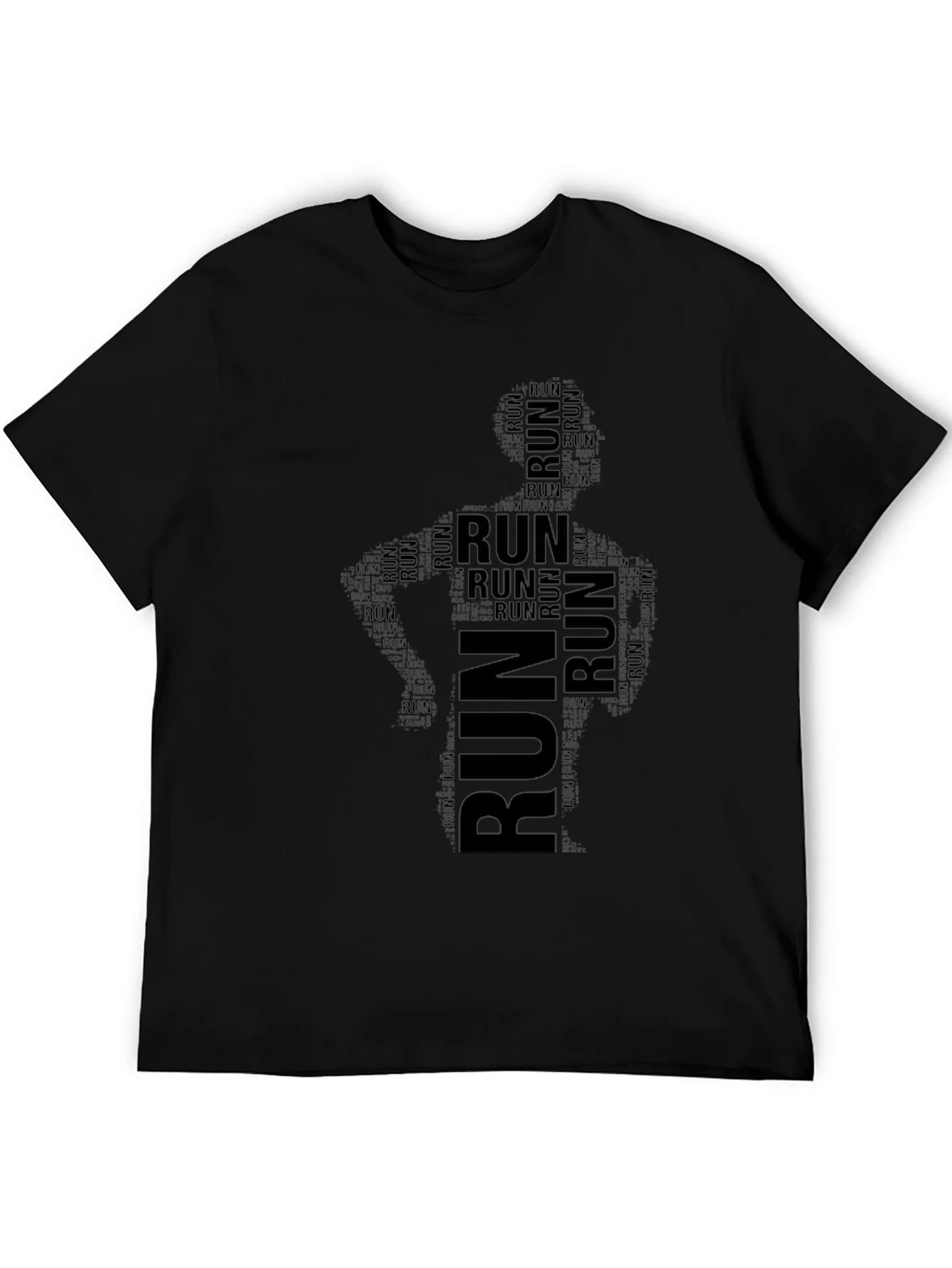 Run Word Art Black T-Shirt