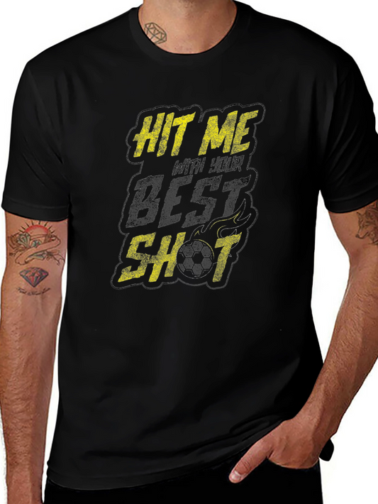 Hit Me With Your Best Shot Graphic Tee - Soccer Black T-Shirt