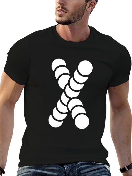 Abstract Circle Pattern Black Cotton Tee