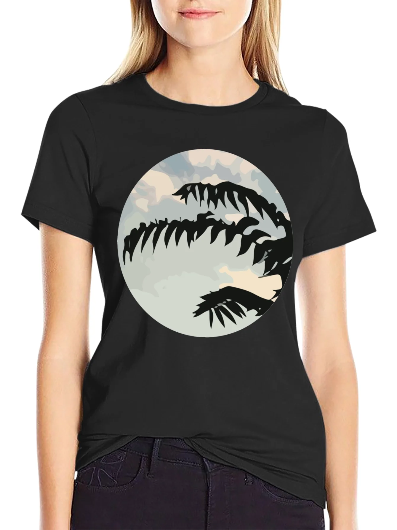 Tropical Palm Tree Silhouette Black Graphic Tee
