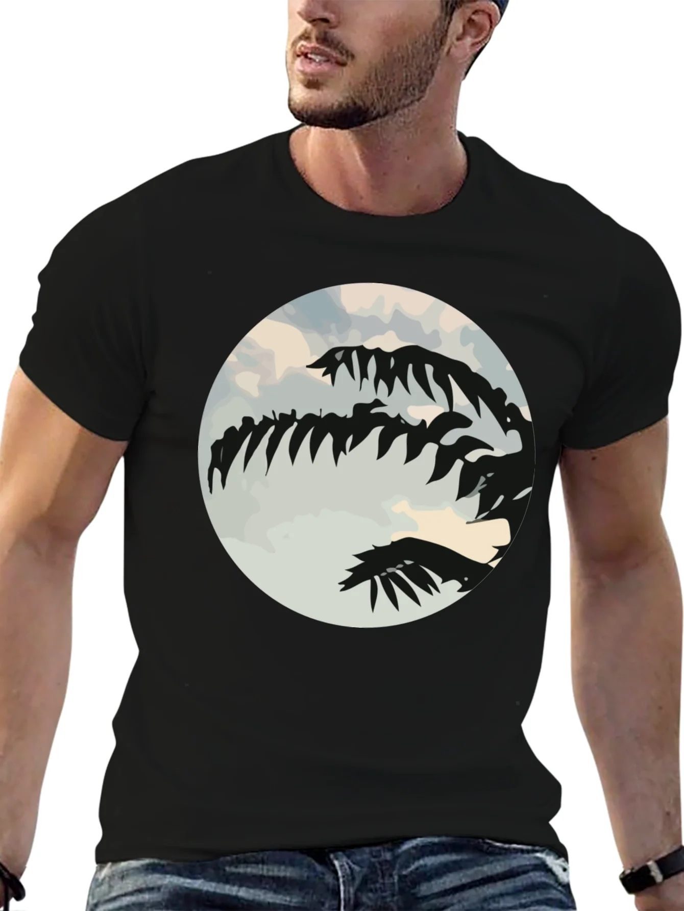 Tropical Palm Tree Silhouette Black Graphic Tee
