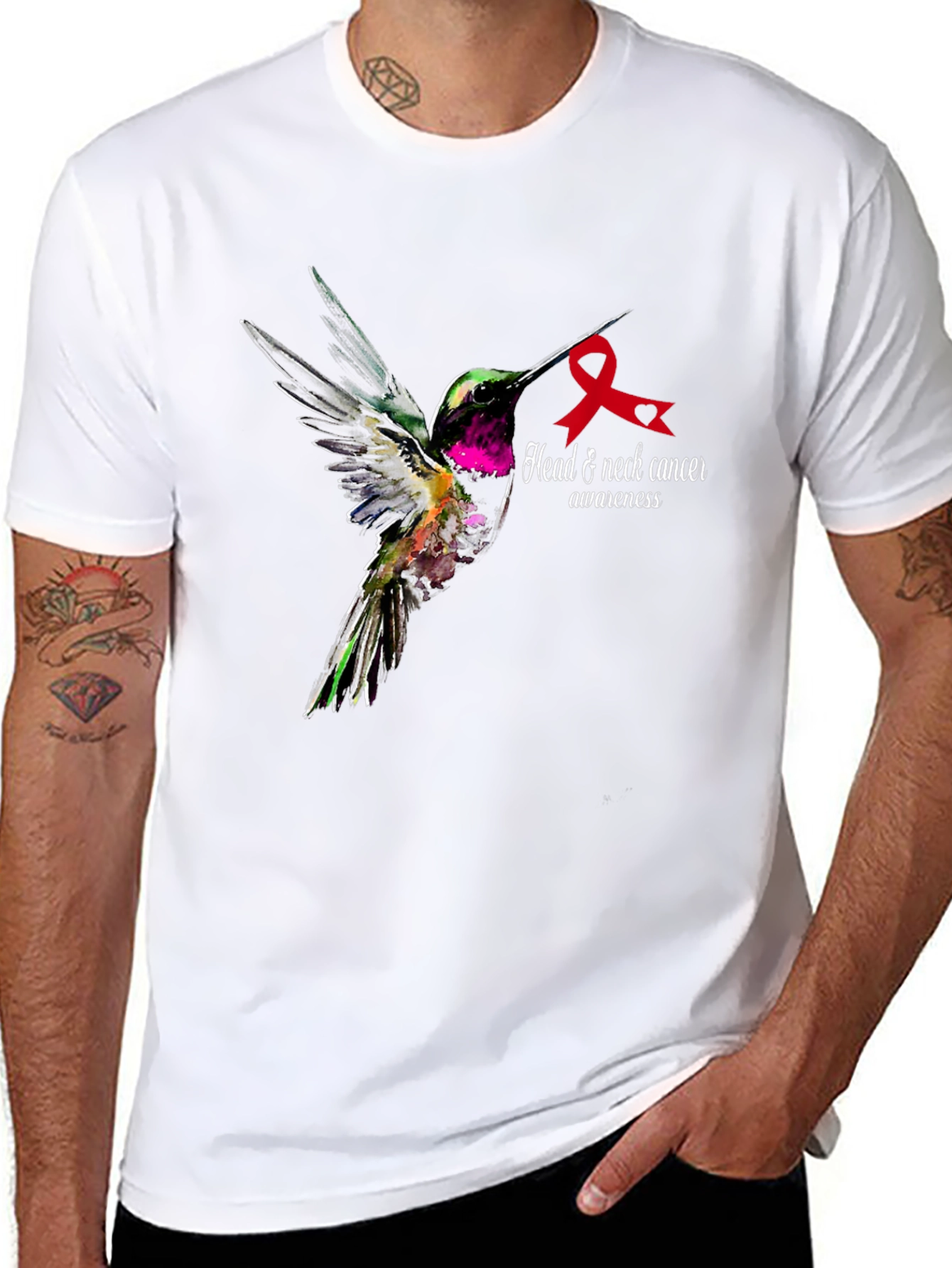 Head & Neck Cancer Awareness Hummingbird T-Shirt