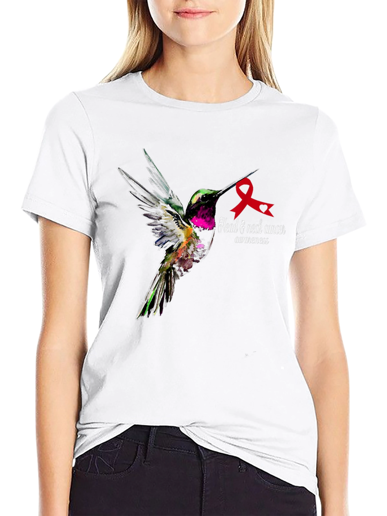 Head & Neck Cancer Awareness Hummingbird T-Shirt