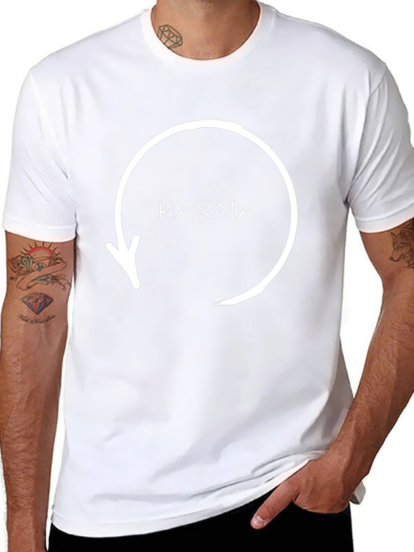 Karma Arrow Circle T-Shirt - Black Graphic Tee