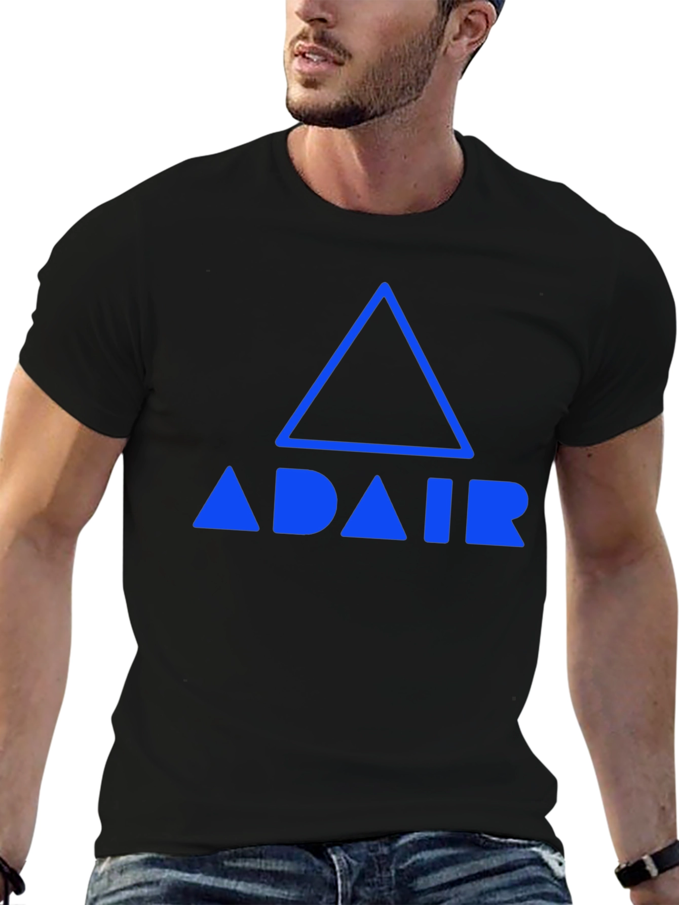 Adair Blue Logo Graphic Tee - Black Cotton Blend
