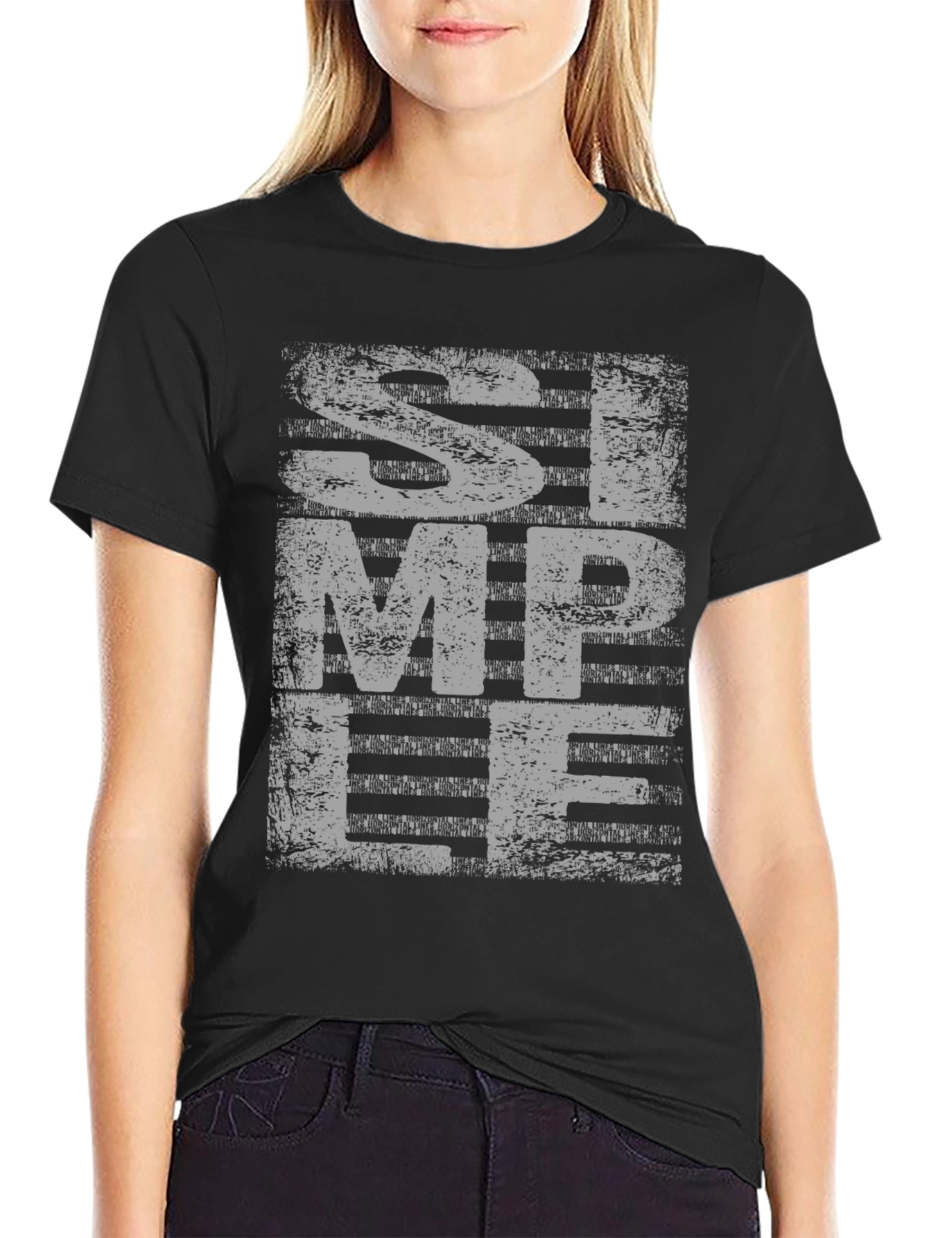 Simple Graphic Tee - Distressed Black Shirt