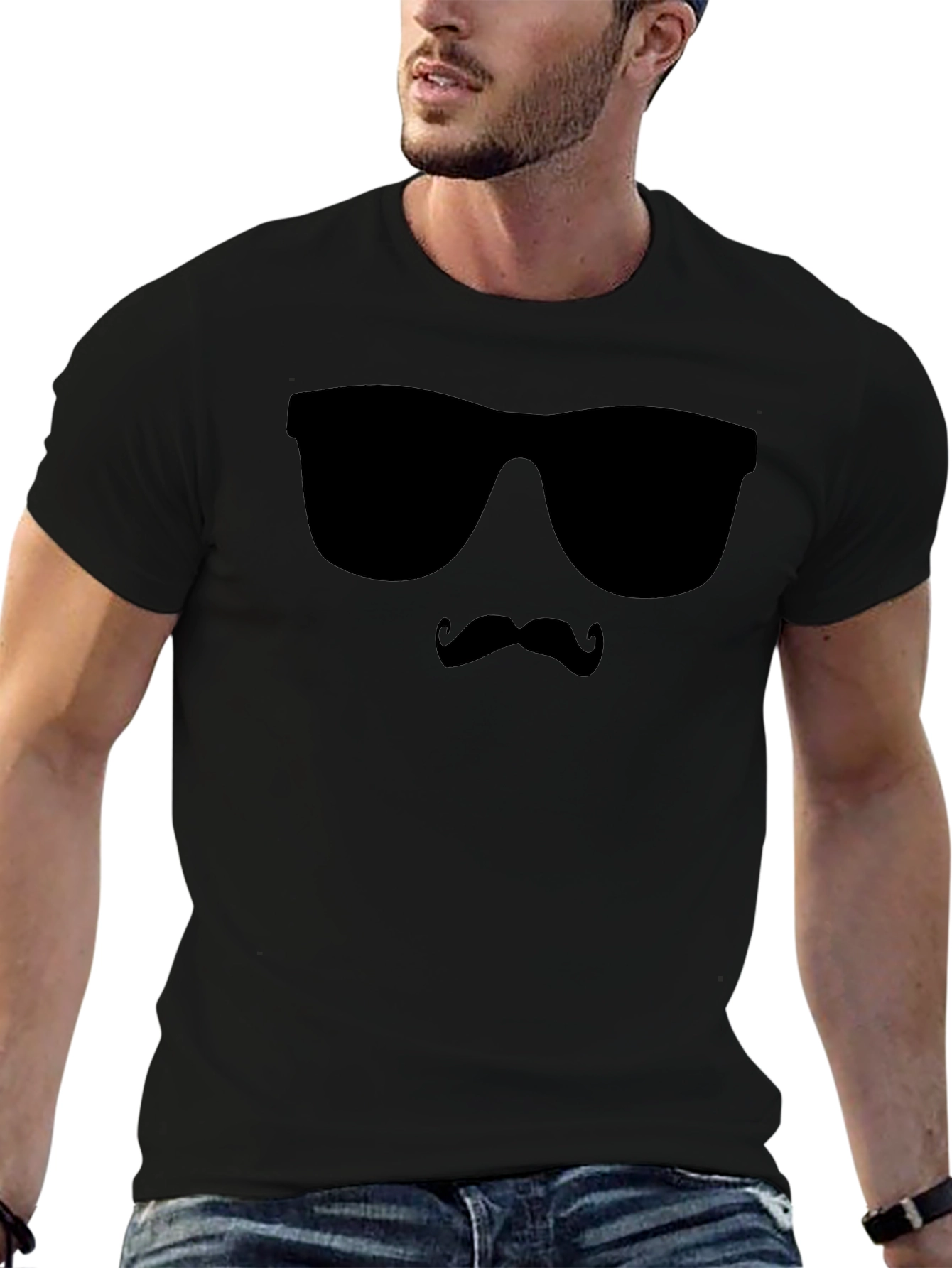 Cool Shades Mustache Graphic Tee - Black T-Shirt