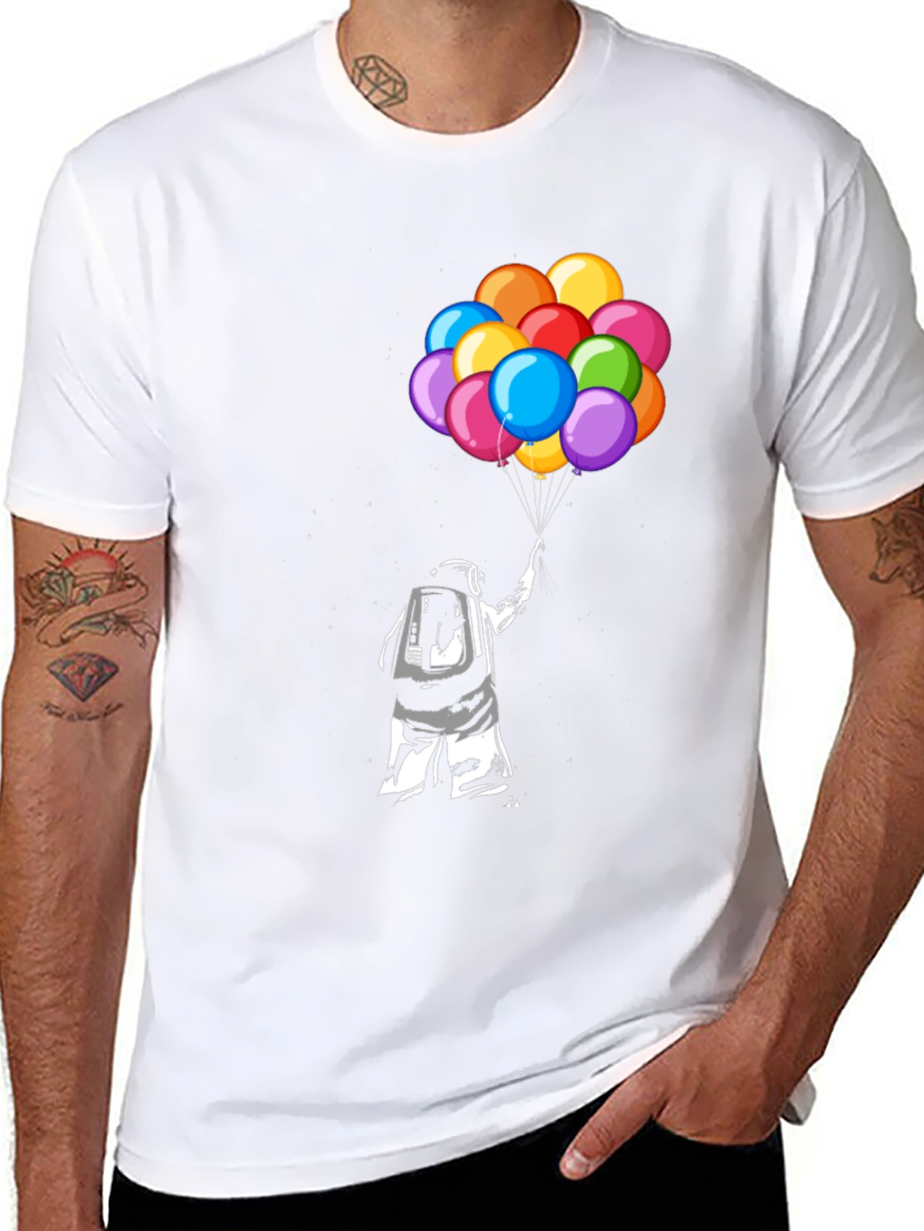 Astronaut Holding Balloons Graphic T-Shirt