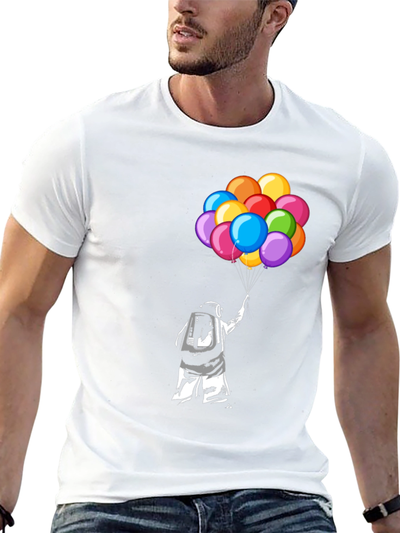 Astronaut Holding Balloons Graphic T-Shirt