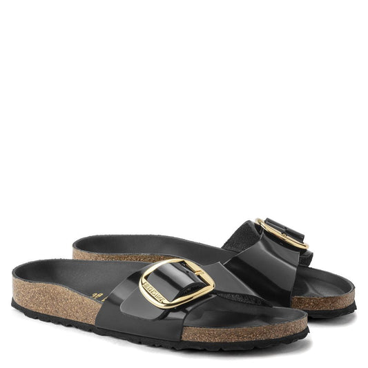 Birkenstock Women's Madrid Big Buckle Oiled Leather in High Shine Black