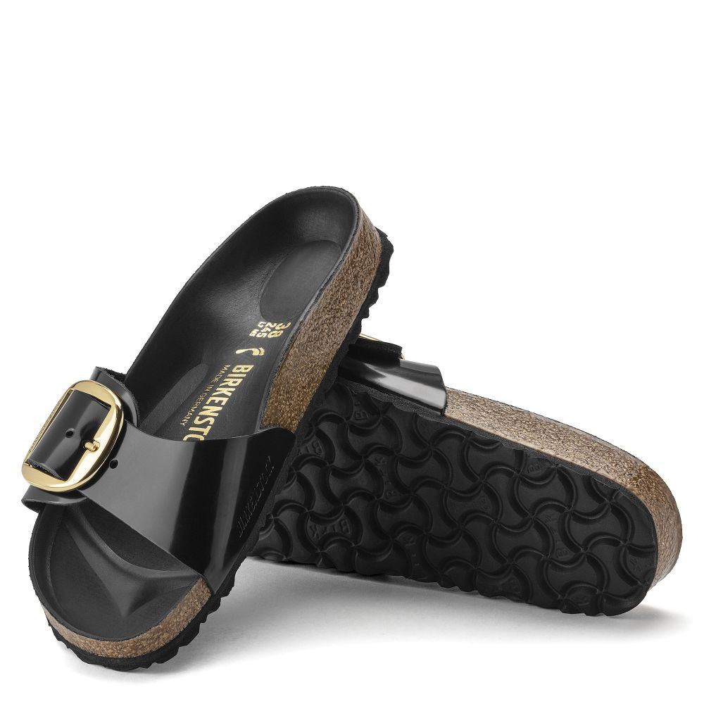 Birkenstock Women's Madrid Big Buckle Oiled Leather in High Shine Black