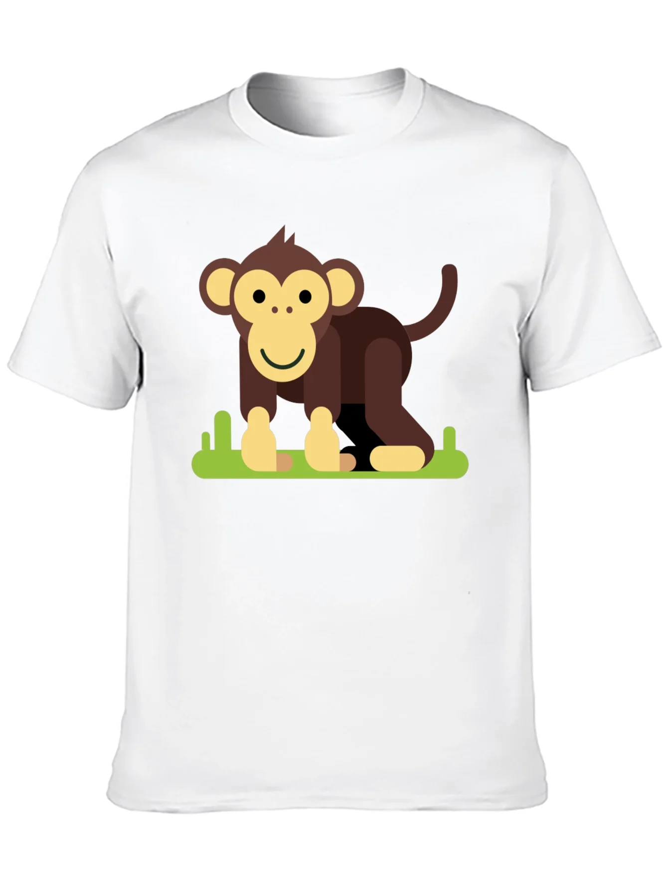 Cartoon Monkey Graphic Tee - Black Cotton T-Shirt