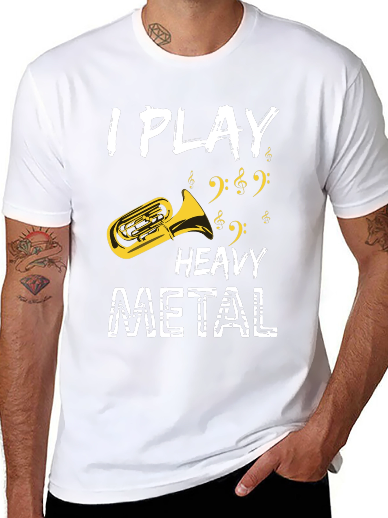 I Play Heavy Metal Tuba Musician Black T-Shirt