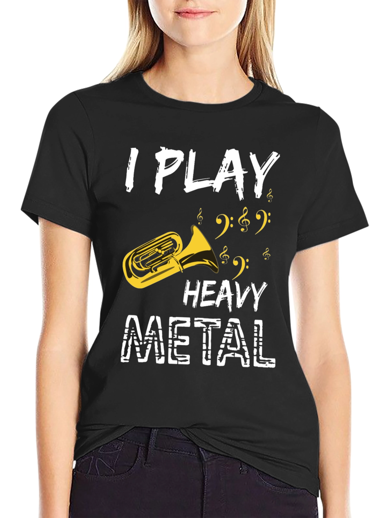 I Play Heavy Metal Tuba Musician Black T-Shirt