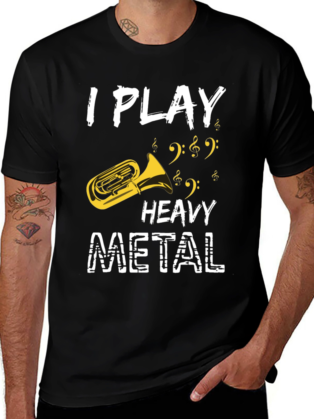 I Play Heavy Metal Tuba Musician Black T-Shirt