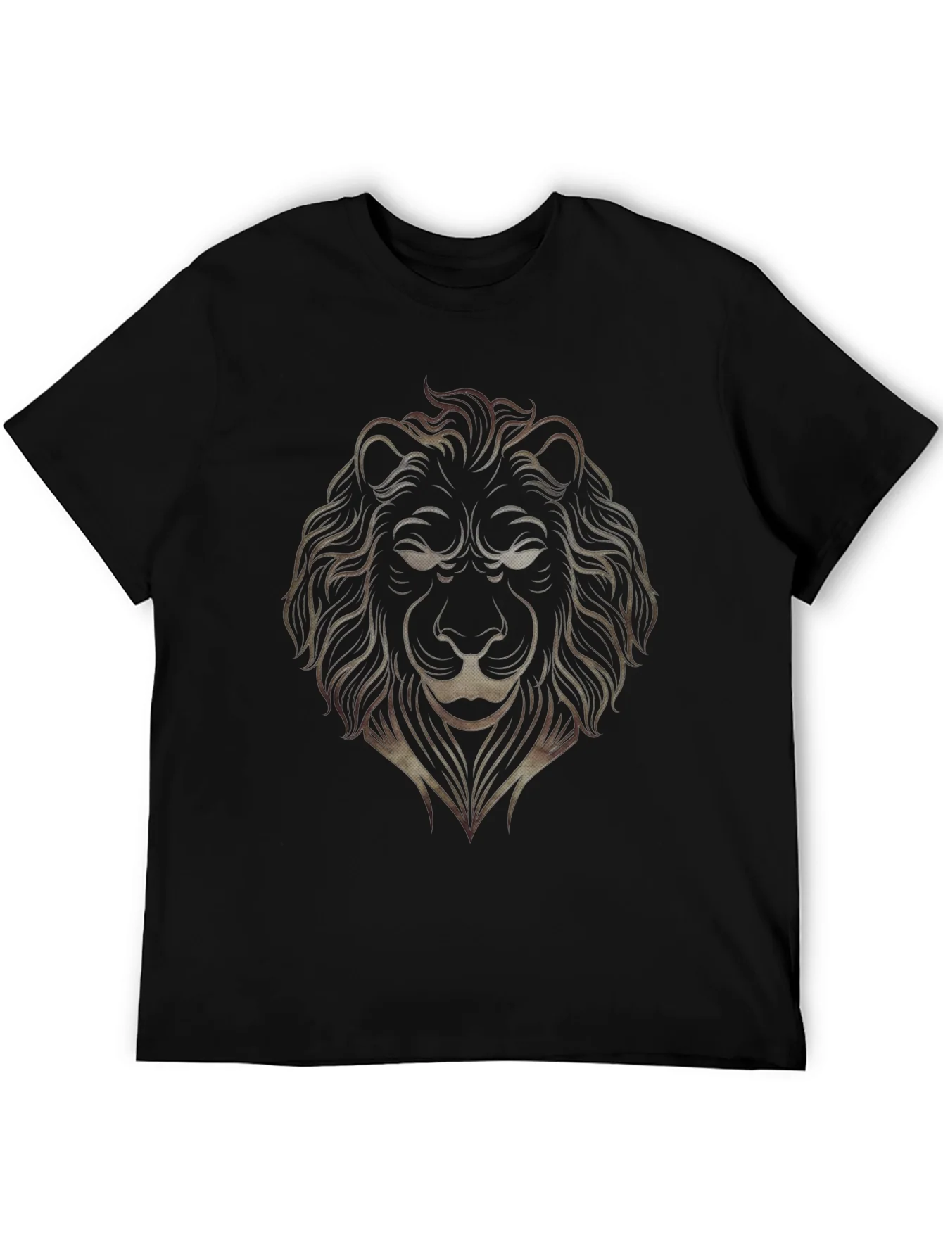 Lion Graphic Print Mens Black T-Shirt