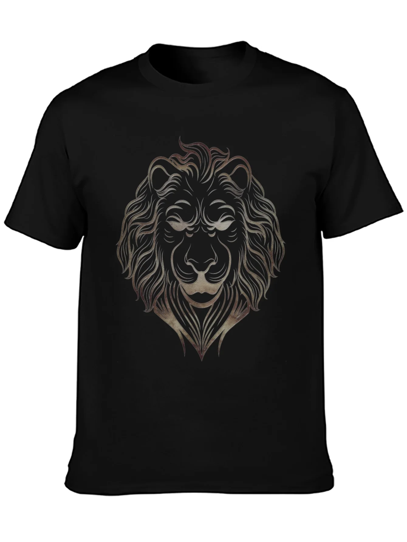 Lion Graphic Print Mens Black T-Shirt