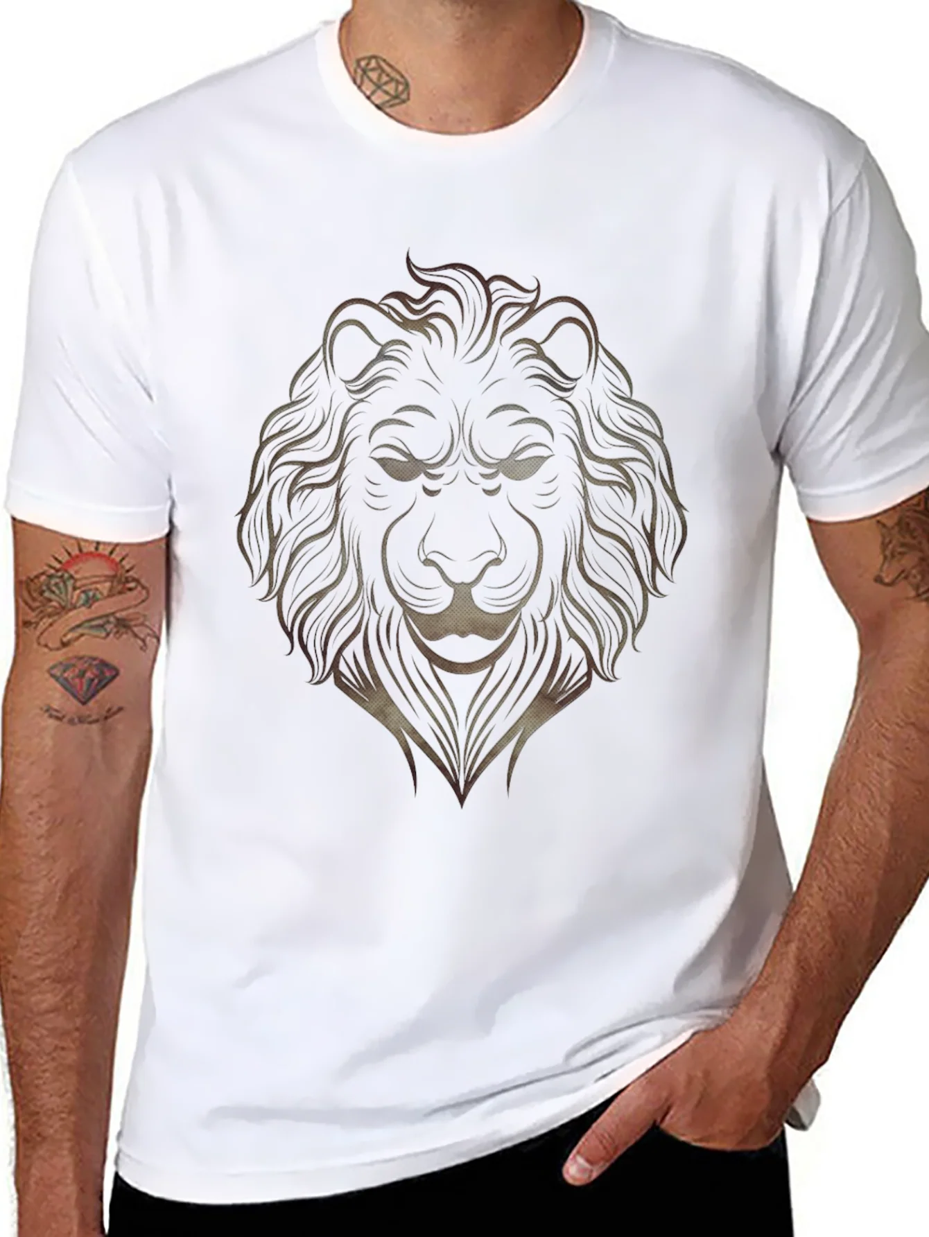 Lion Graphic Print Mens Black T-Shirt
