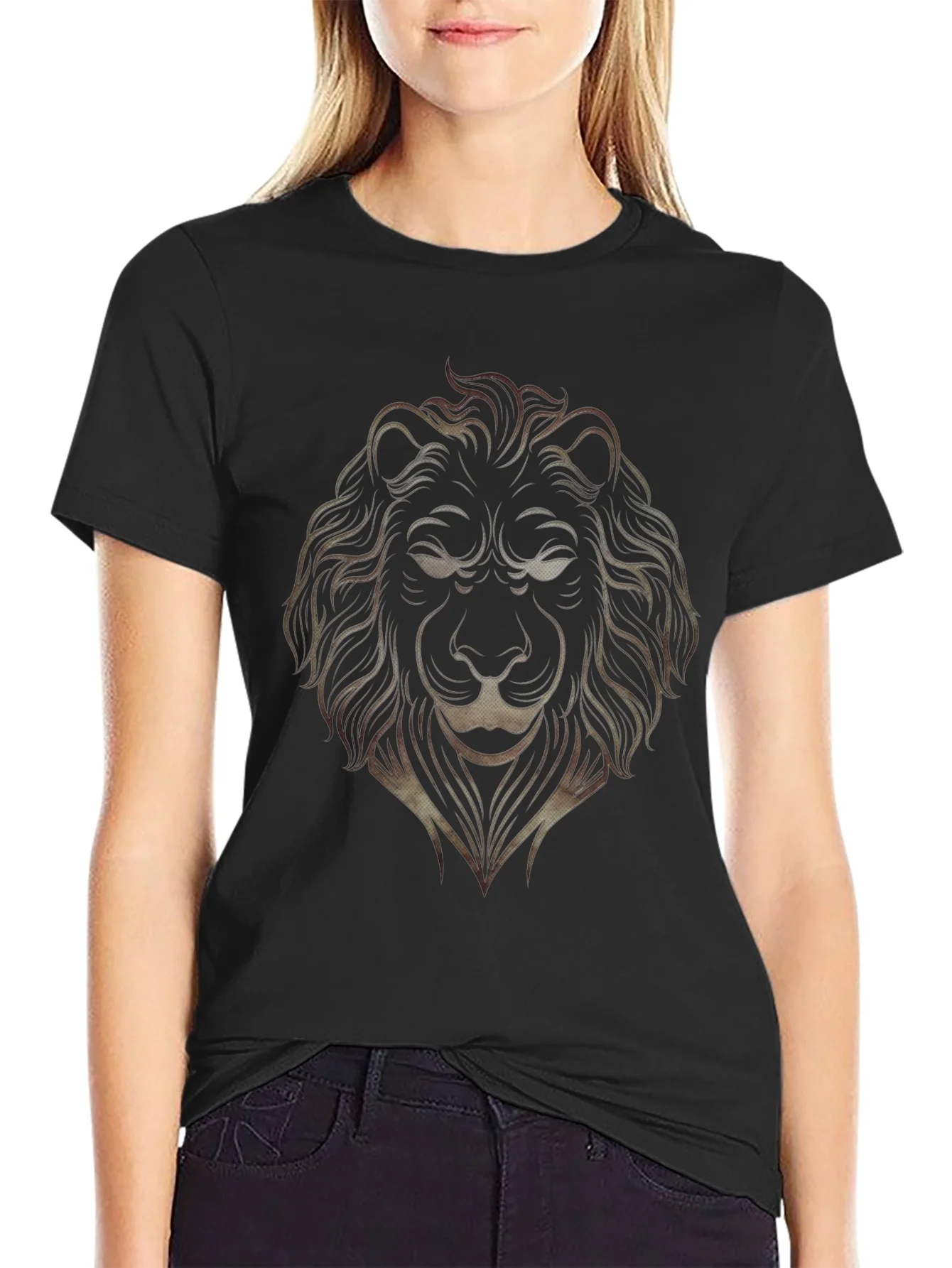Lion Graphic Print Mens Black T-Shirt