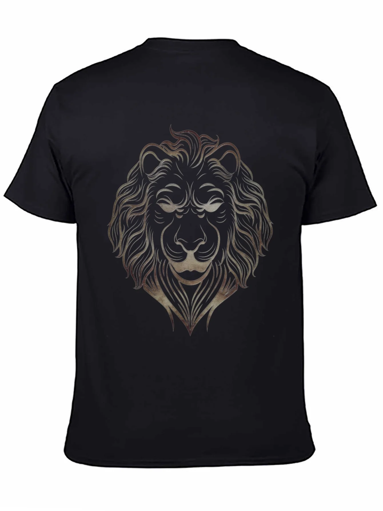 Lion Graphic Print Mens Black T-Shirt