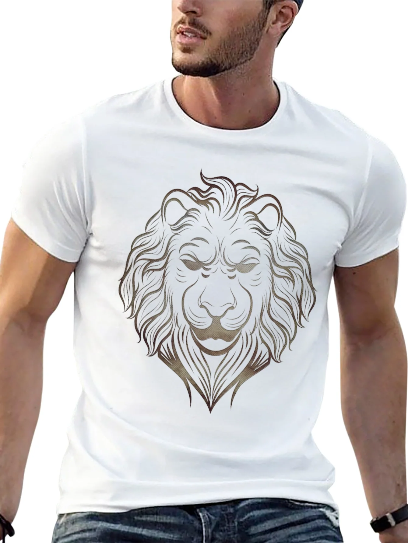 Lion Graphic Print Mens Black T-Shirt