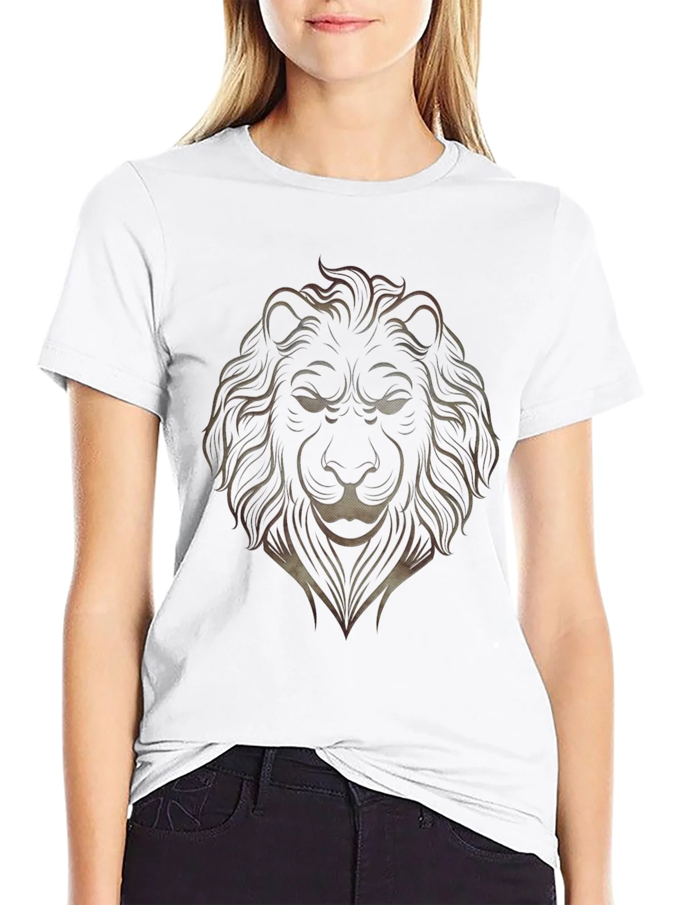 Lion Graphic Print Mens Black T-Shirt