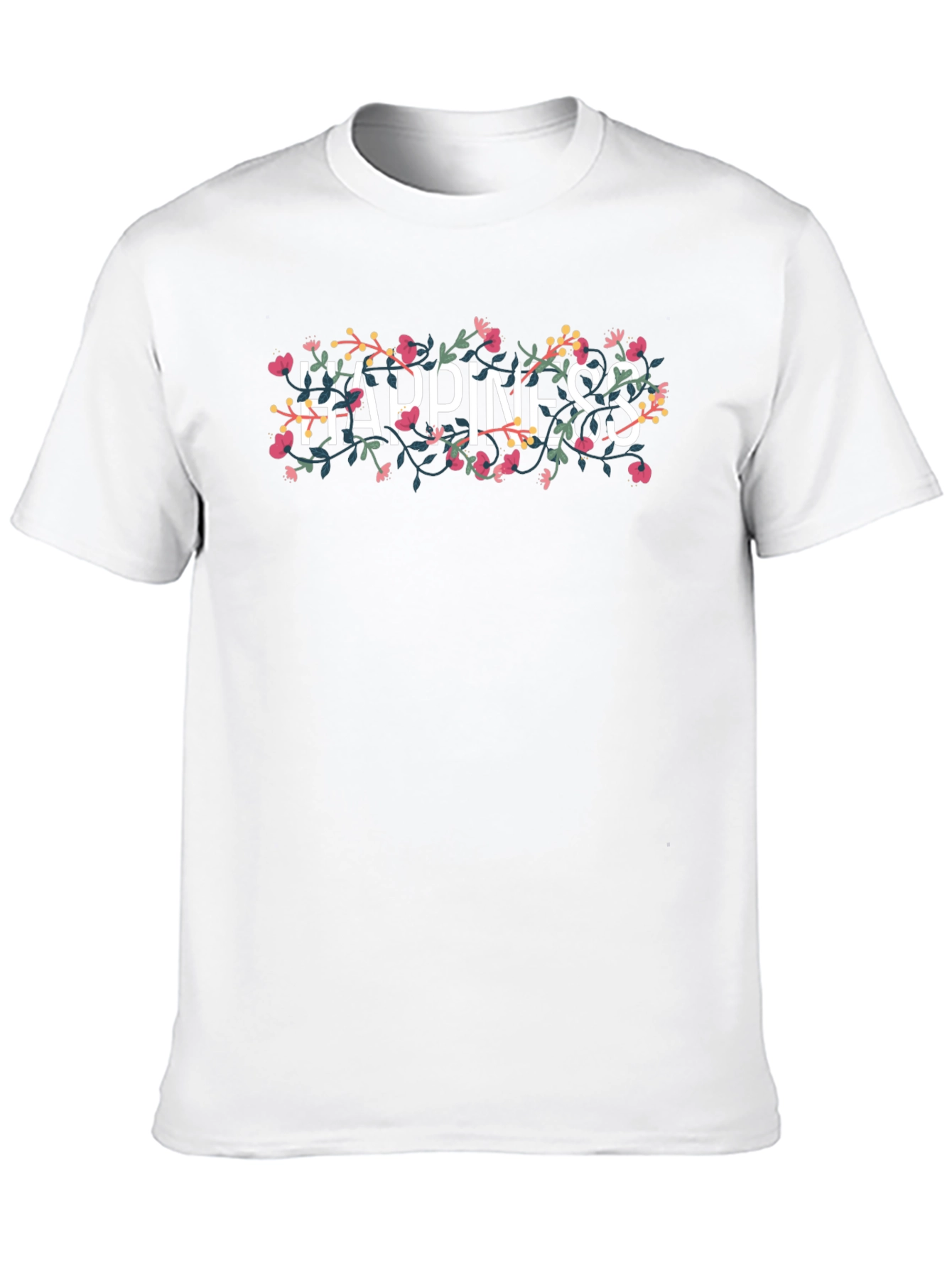 Floral Happiness Graphic Tee - Black Cotton T-Shirt