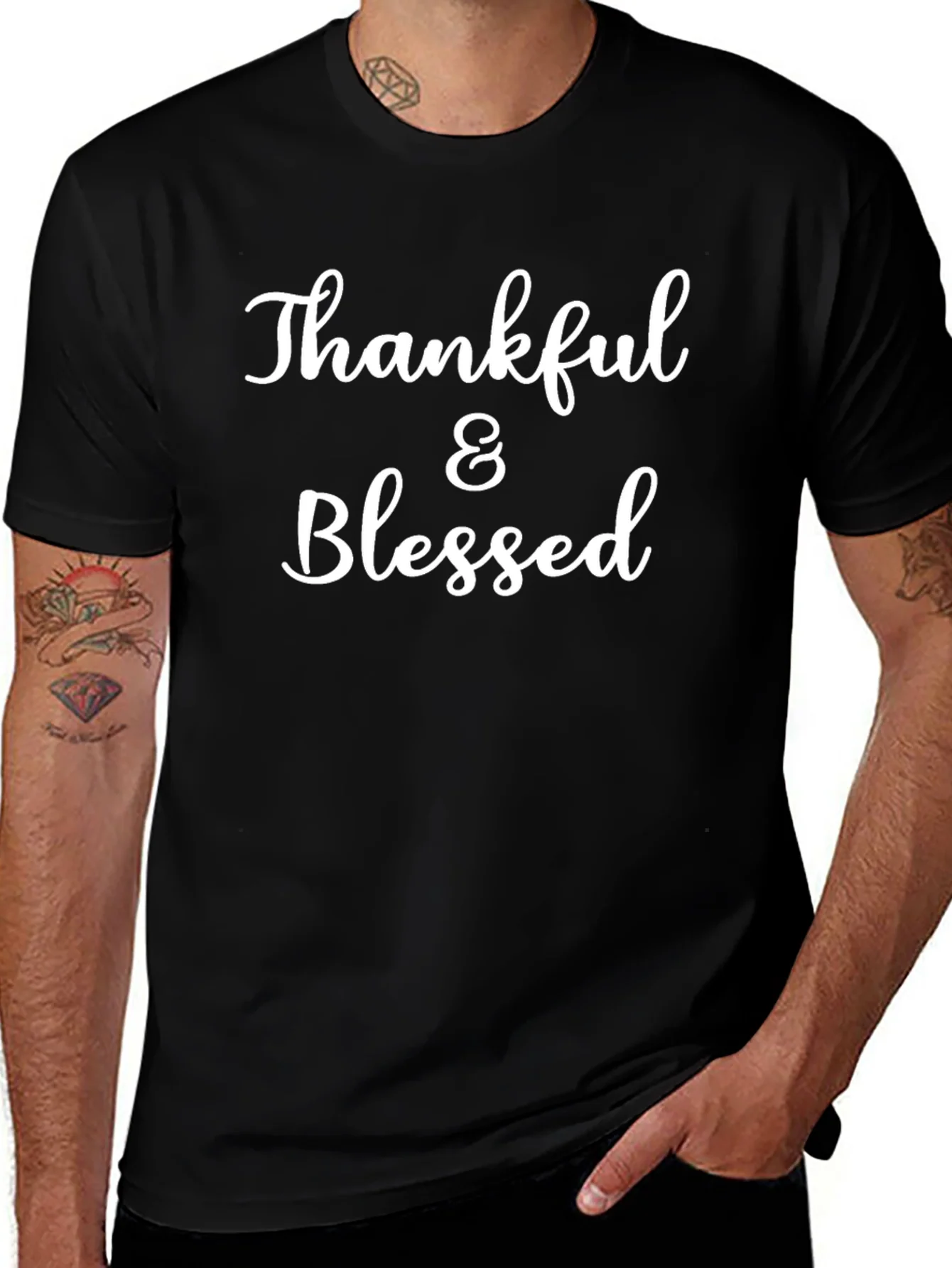 Thankful & Blessed Black T-Shirt