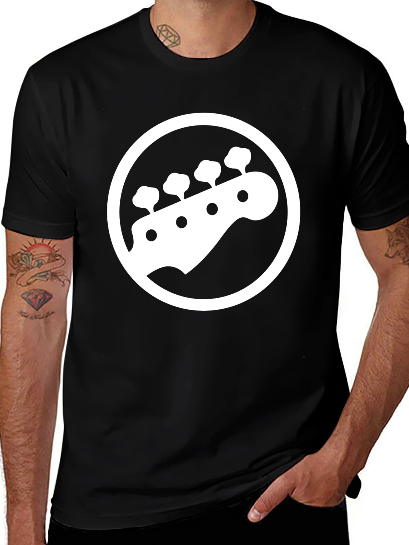 Bass Guitar Headstock T-Shirt - Black