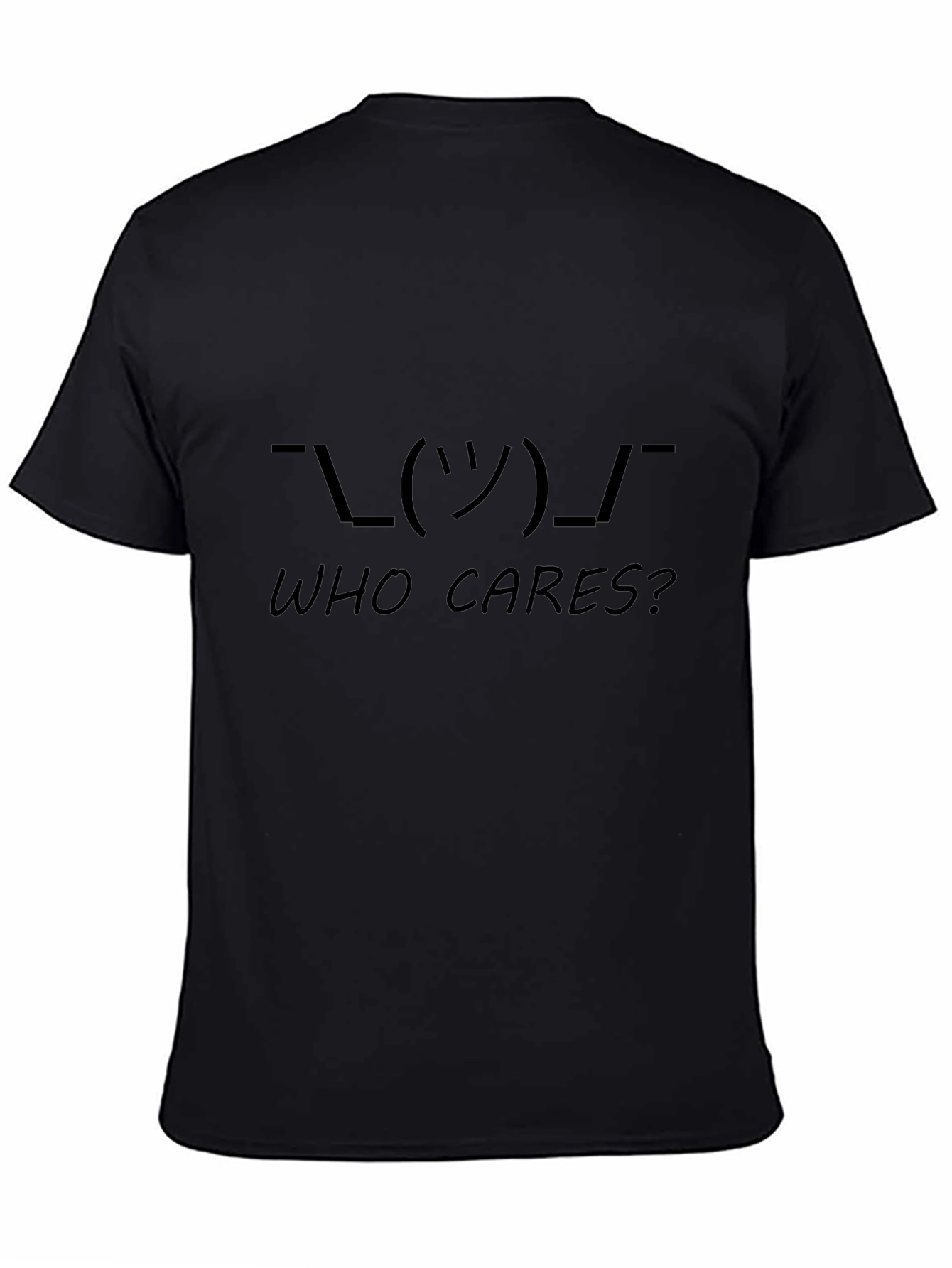 Who Cares? Shrug Emoji Black T-Shirt