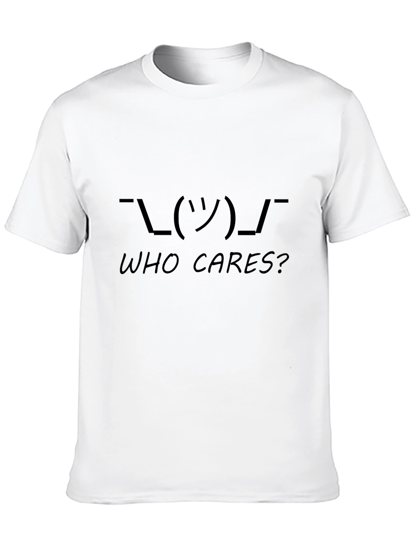 Who Cares? Shrug Emoji Black T-Shirt