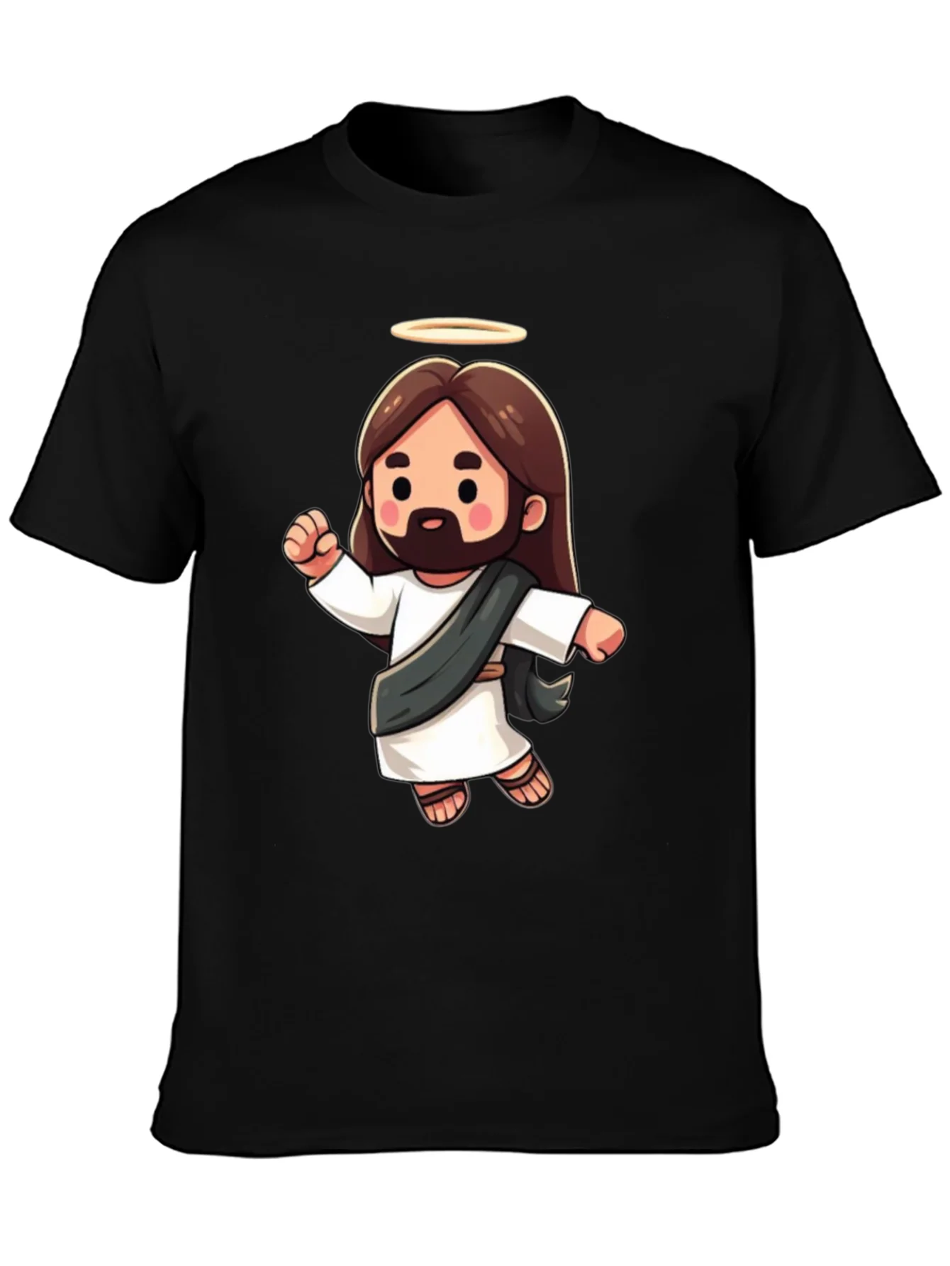 Cartoon Jesus Graphic Tee - Black