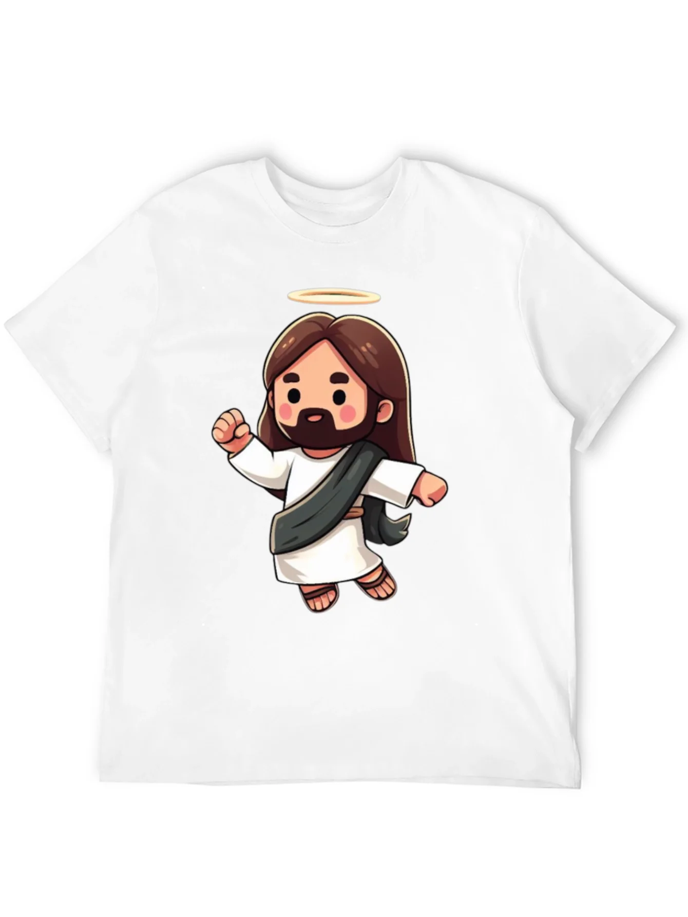 Cartoon Jesus Graphic Tee - Black