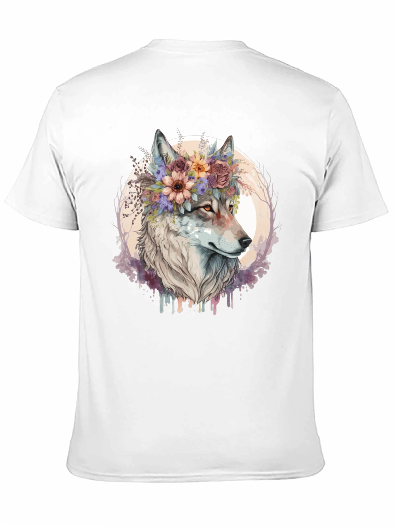 Wolf Flower Crown Graphic Tee - Unisex Black T-Shirt