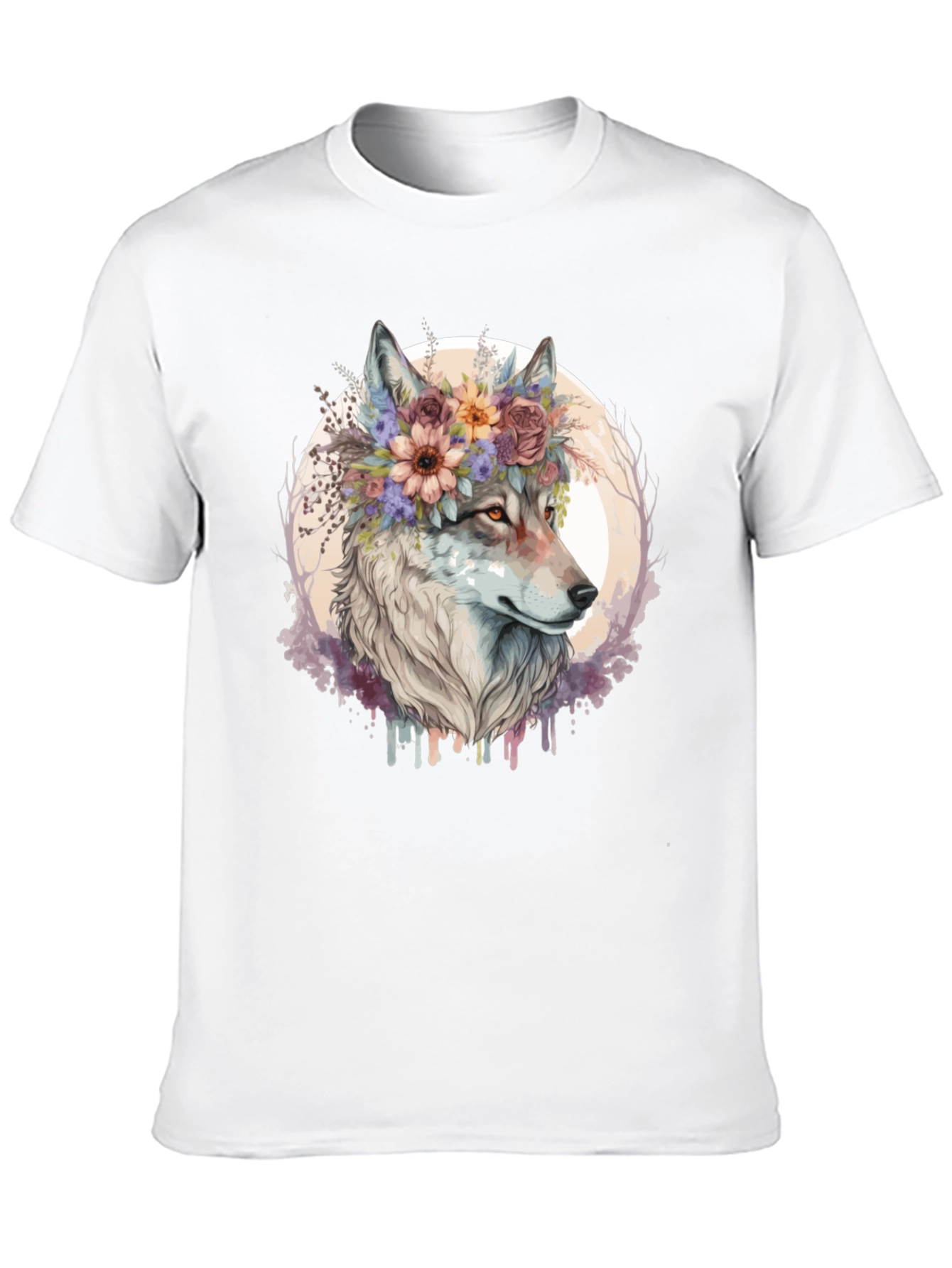 Wolf Flower Crown Graphic Tee - Unisex Black T-Shirt