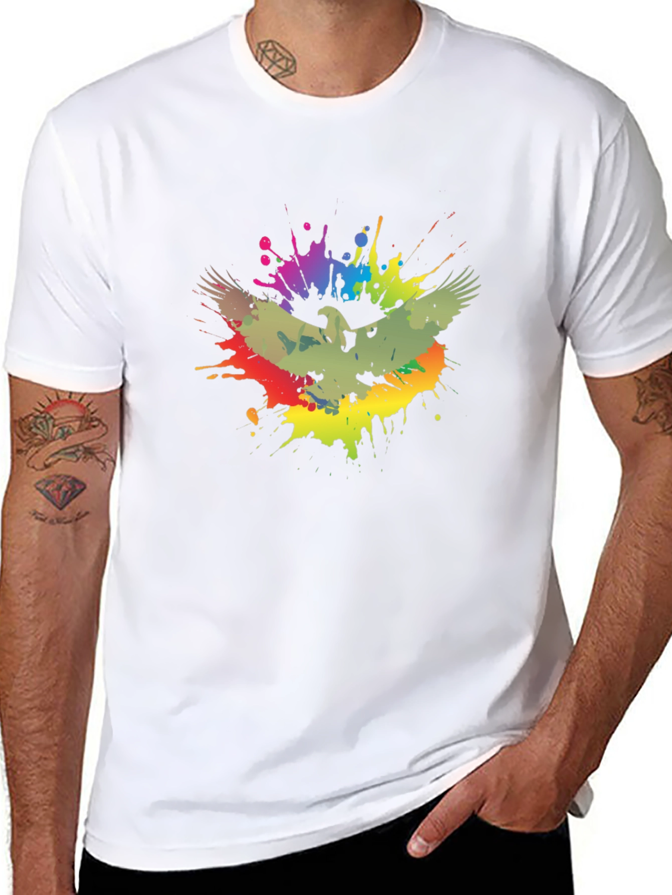 Eagle Splash Graphic T-Shirt - Trendy Mens Tee
